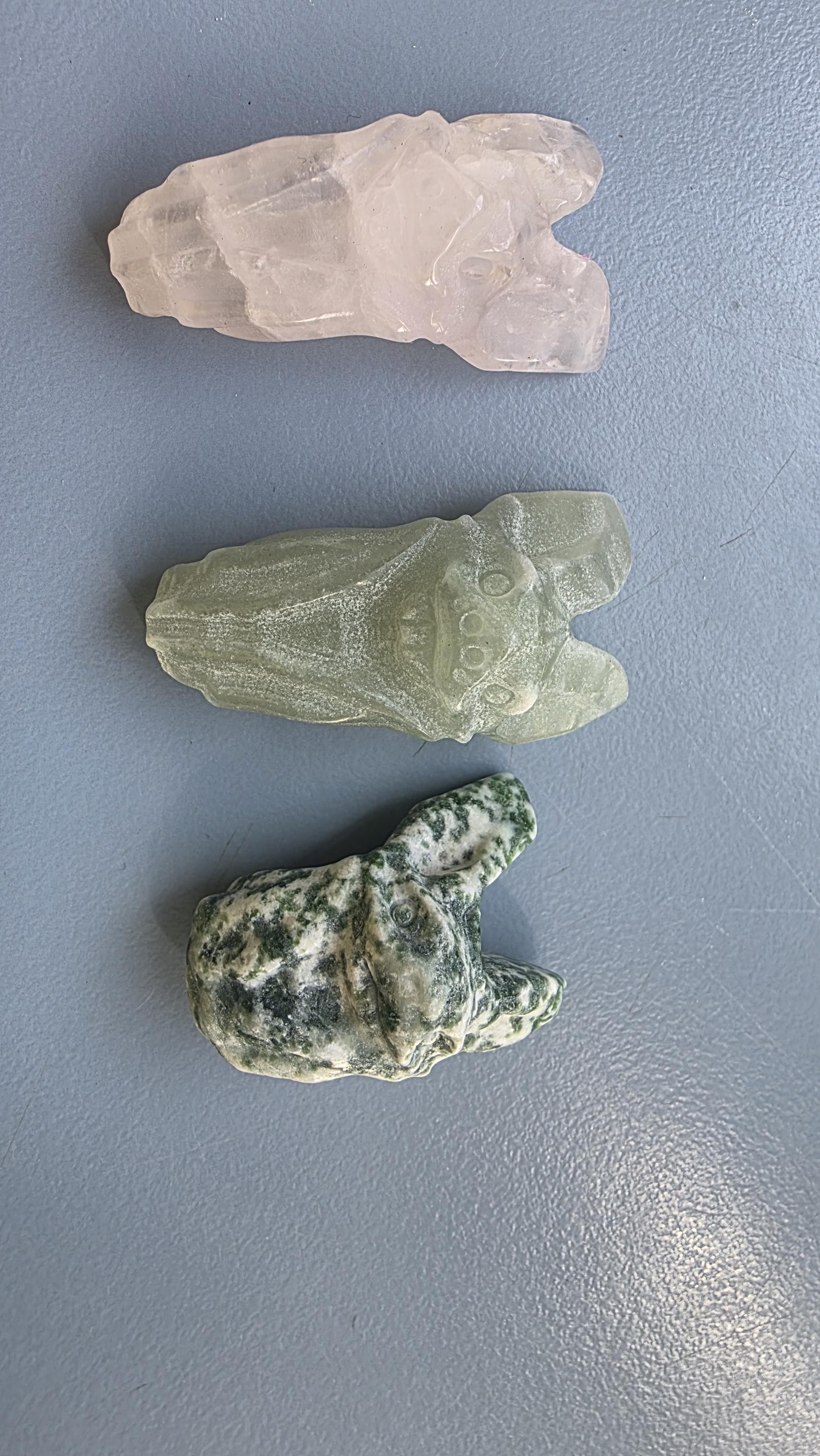 Small Crystal Bat Carvings ~ Rose Quartz ~ Green Aventurine ~ Tree Agate