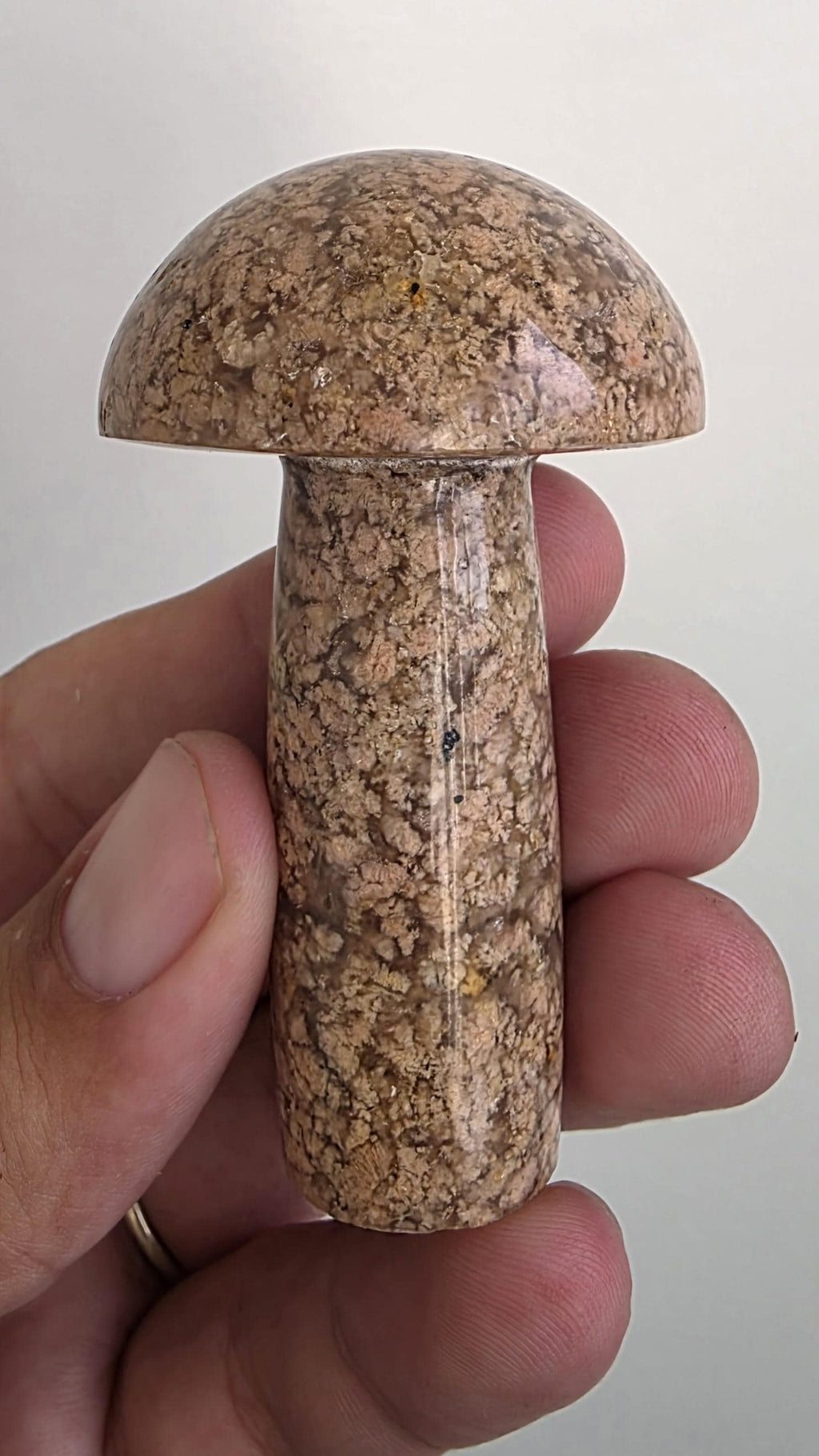 Flower agate carved mushroom ~ polished