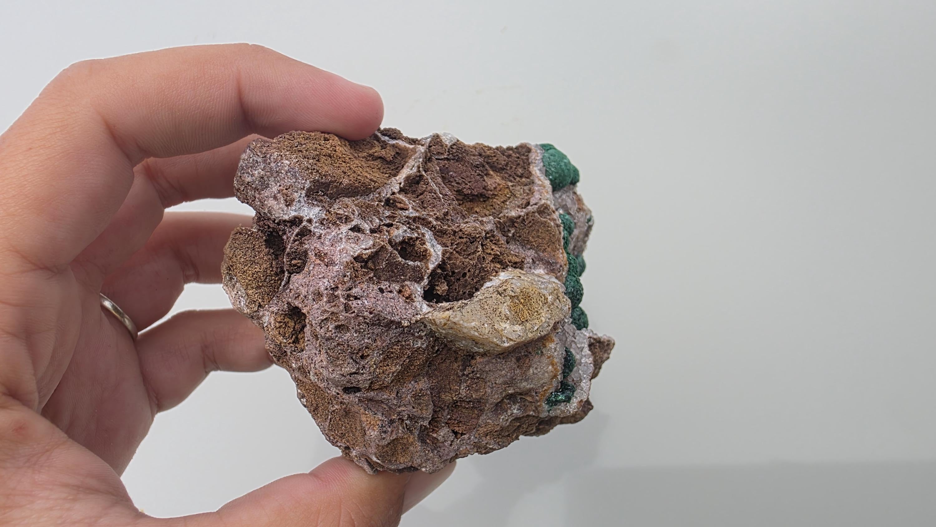 Sparkling Botryoidal Malachite on Druzy Quartz Matrix - Kambove, DR Congo (272g) - collectors piece