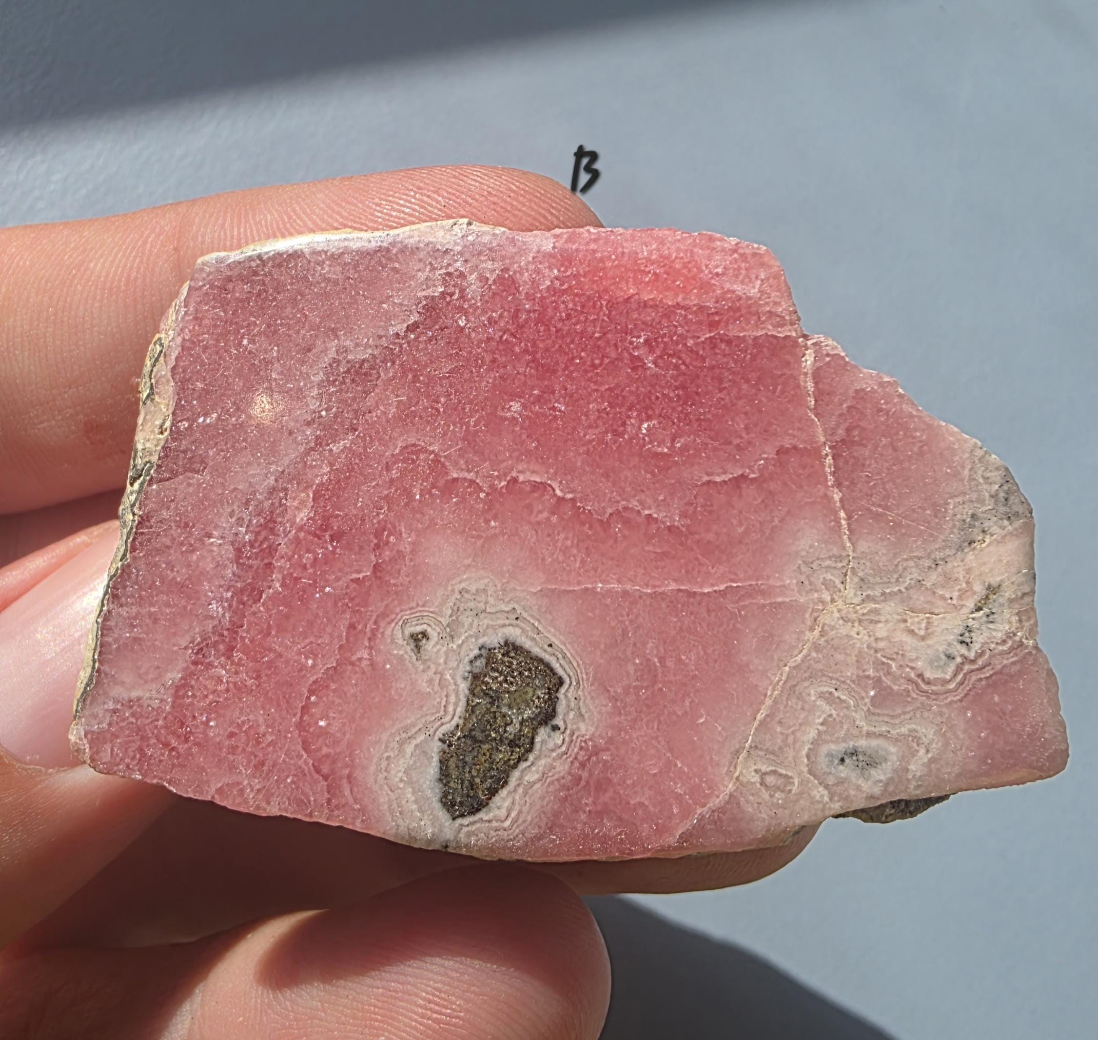 Rhodochrosite Slab from Capillitas Mine, Argentina – Half Polished Crystal Slice