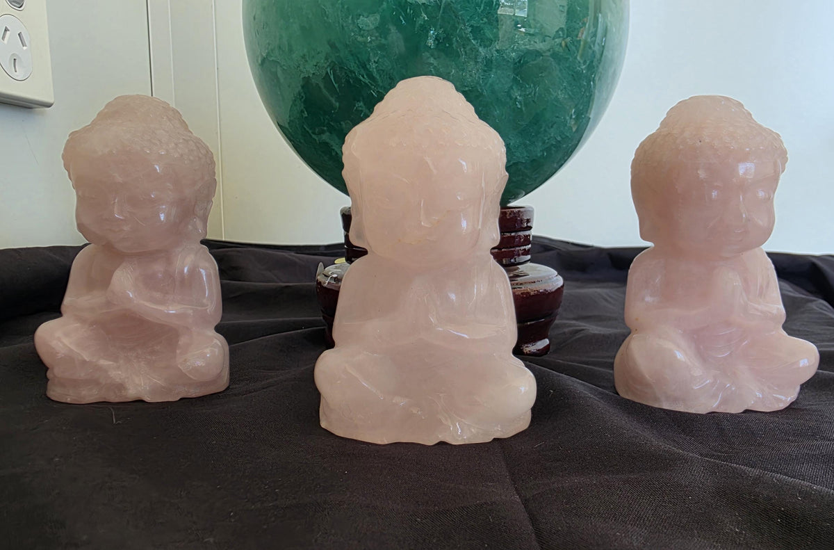 Rose Quartz Carved Baby Buddas