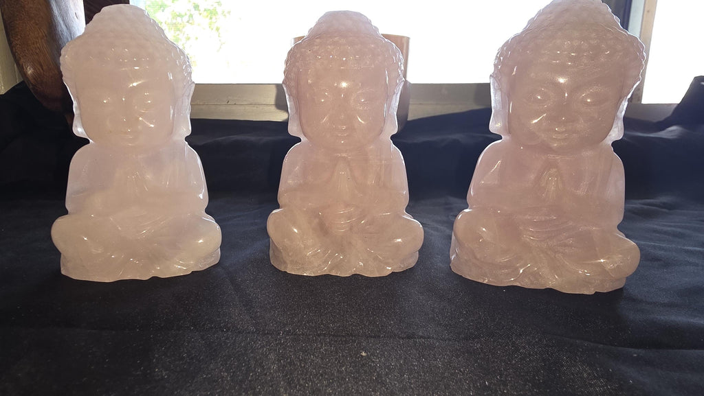 Rose Quartz Carved Baby Buddas