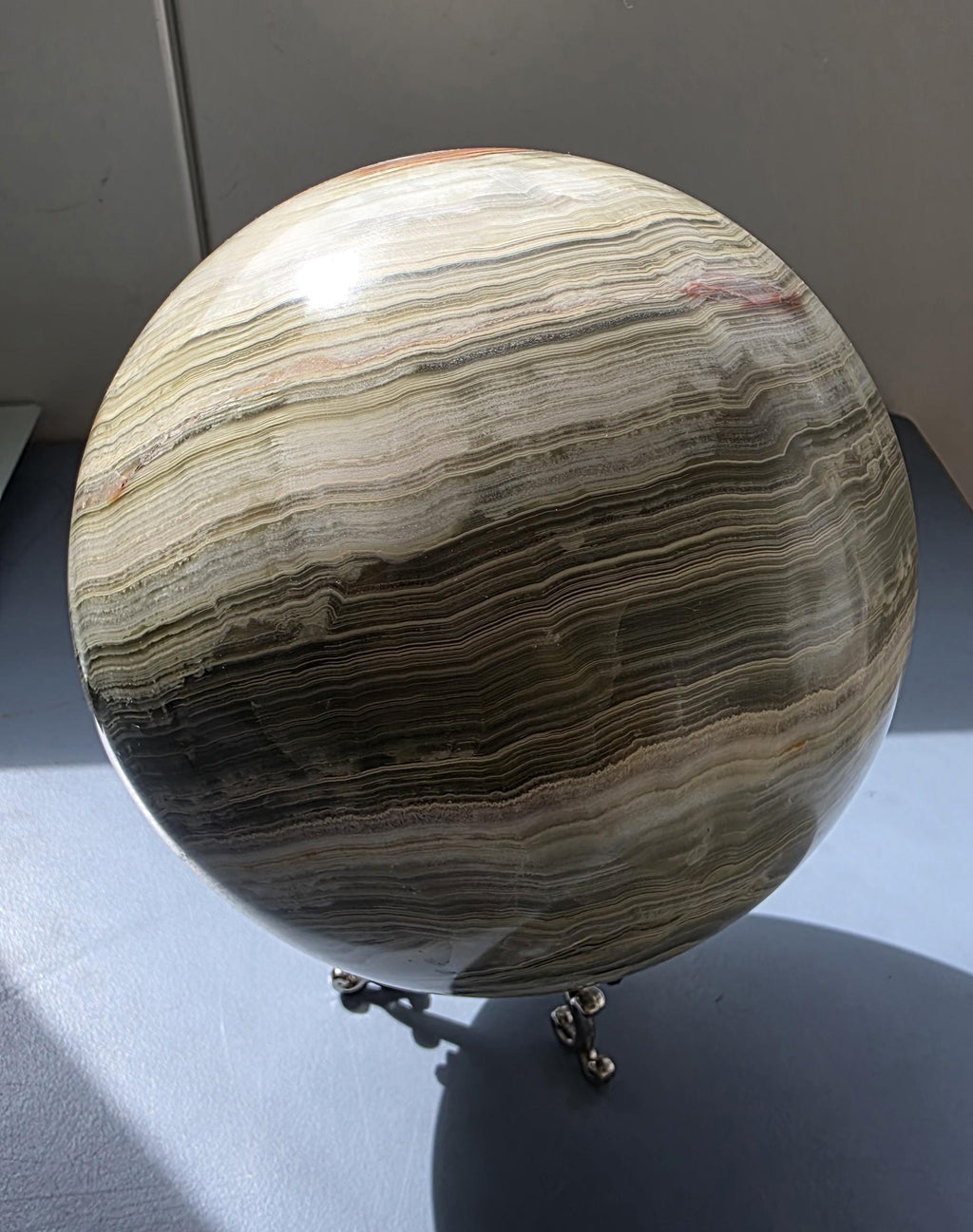 Extra large Banded calcite sphere ~ 5.08kgs