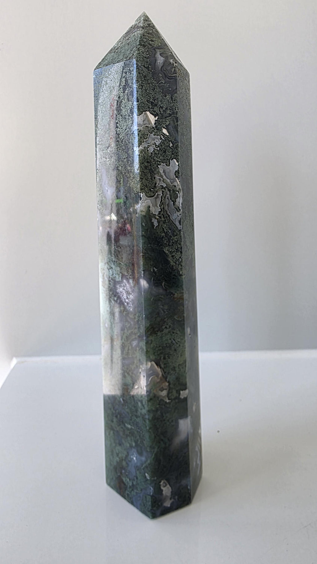 Large Moss Agate Tower