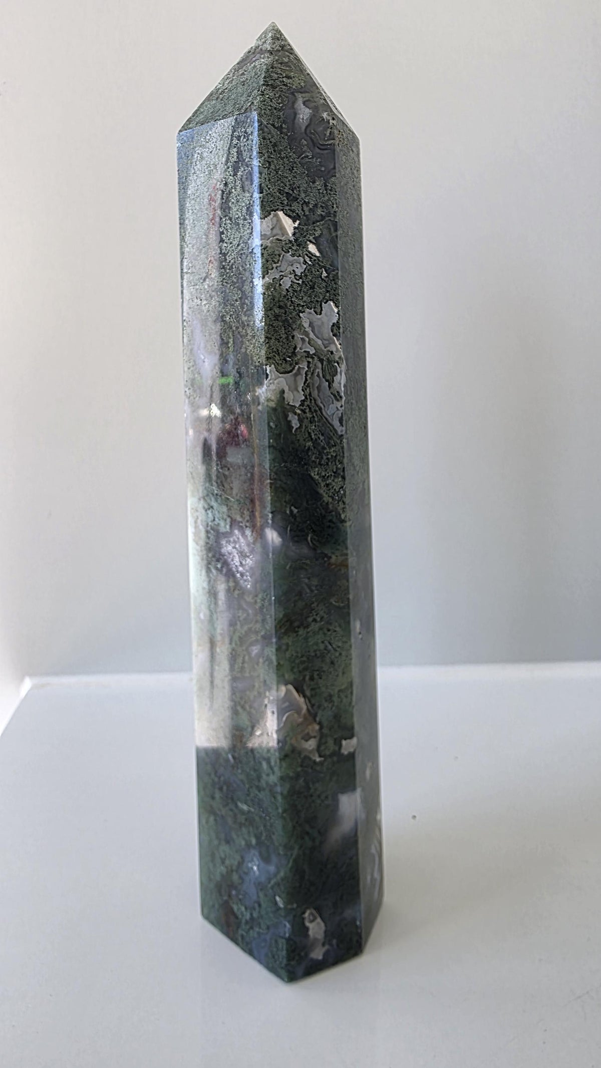 Large Moss Agate Tower