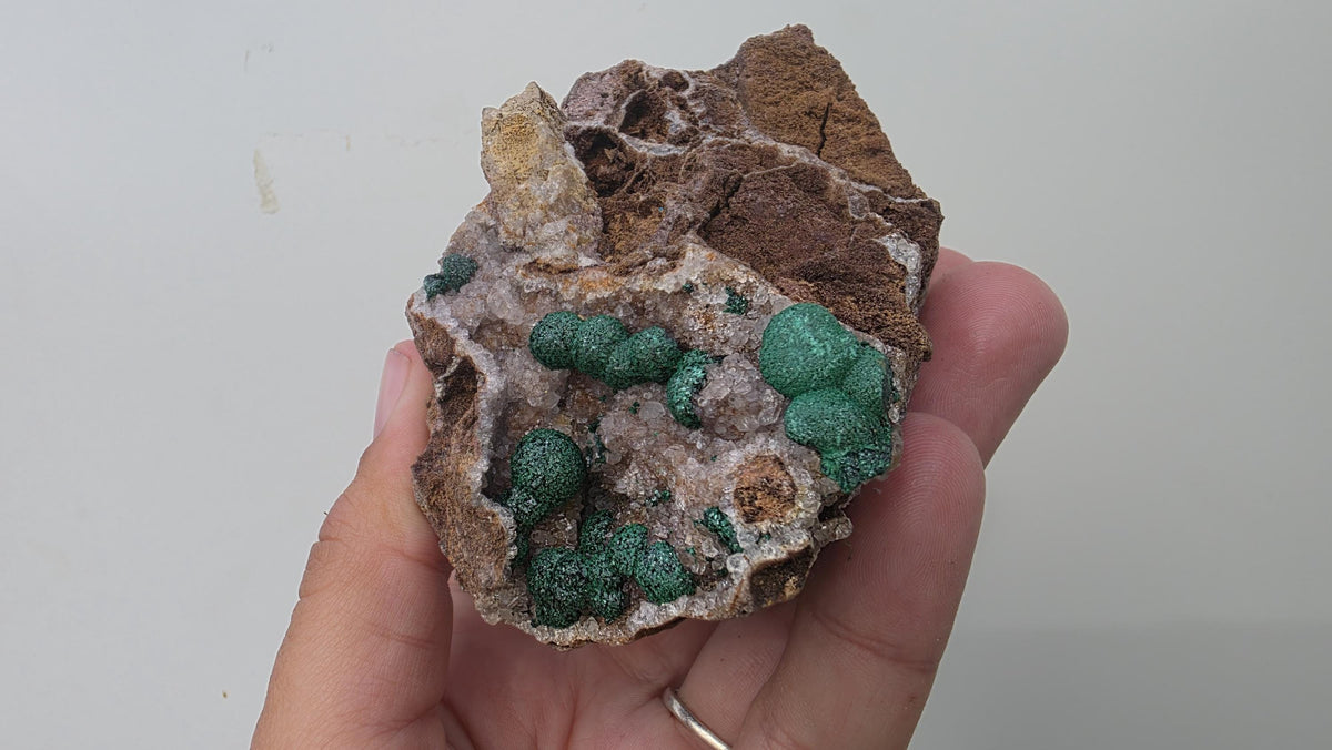 Sparkling Botryoidal Malachite on Druzy Quartz Matrix - Kambove, DR Congo (272g) - collectors piece