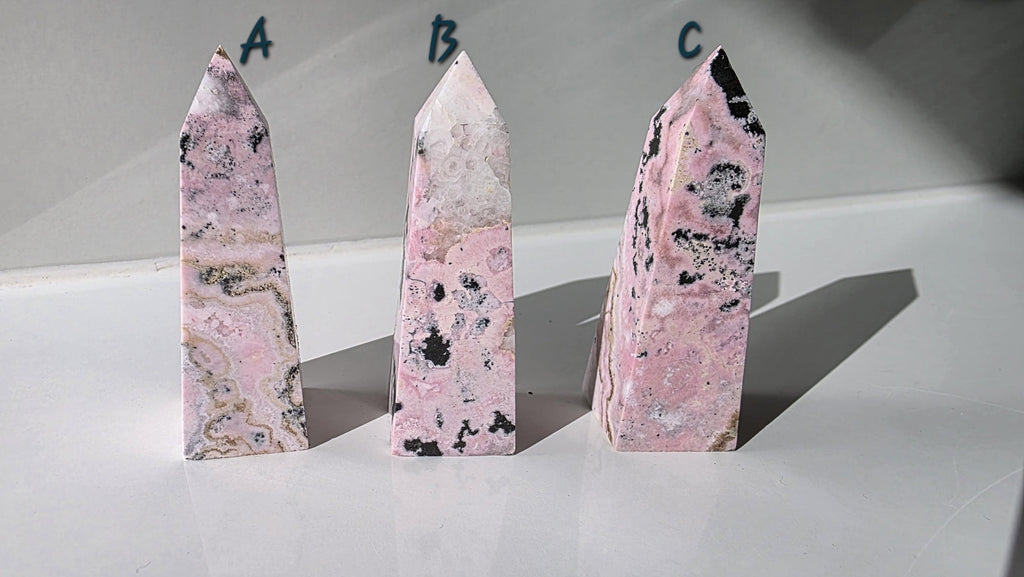 Puruvian Rhodonite Points - Bubblegum Rhodonite - Hand Carved in Peru