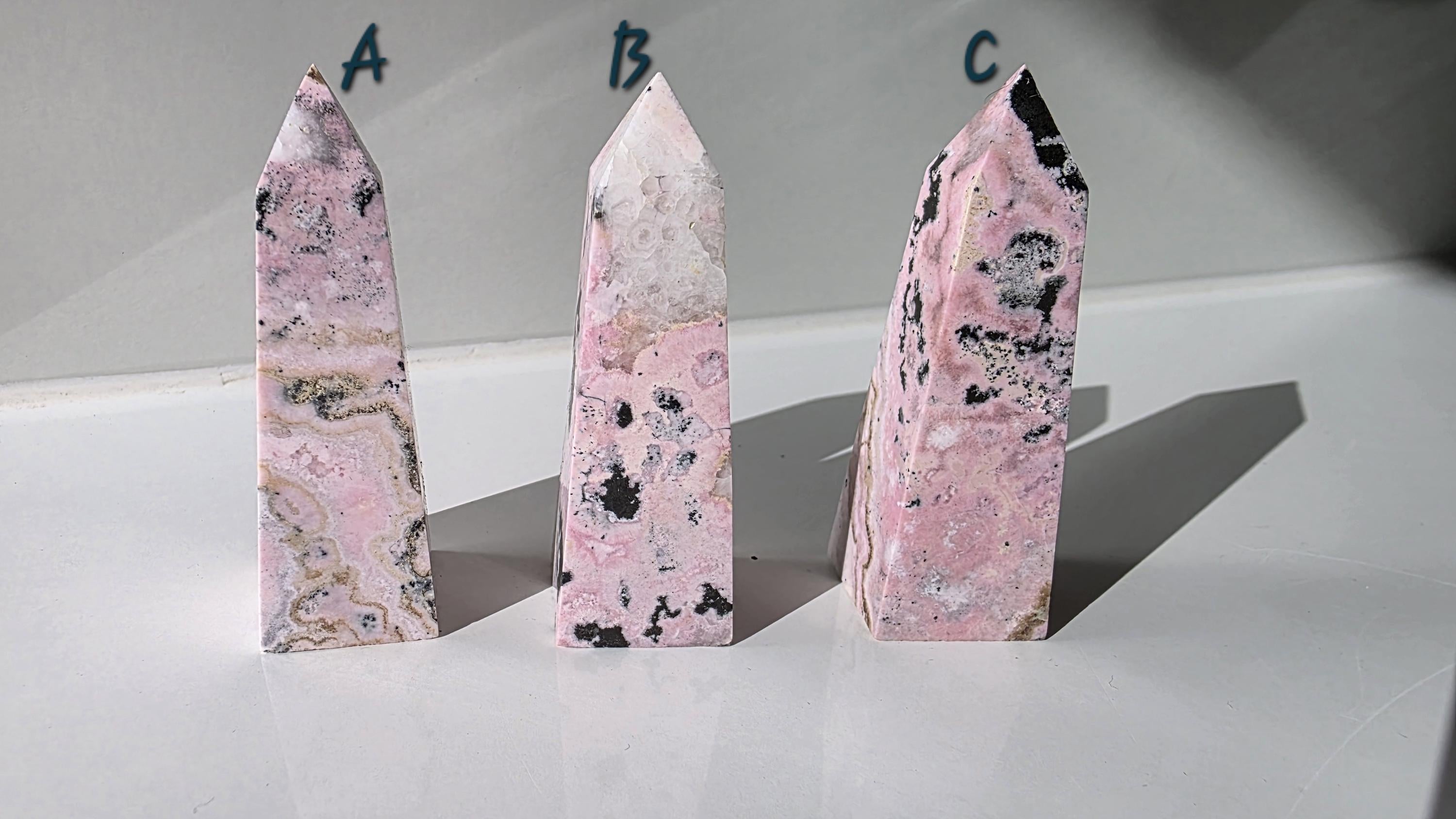 Puruvian Rhodonite Points - Bubblegum Rhodonite - Hand Carved in Peru