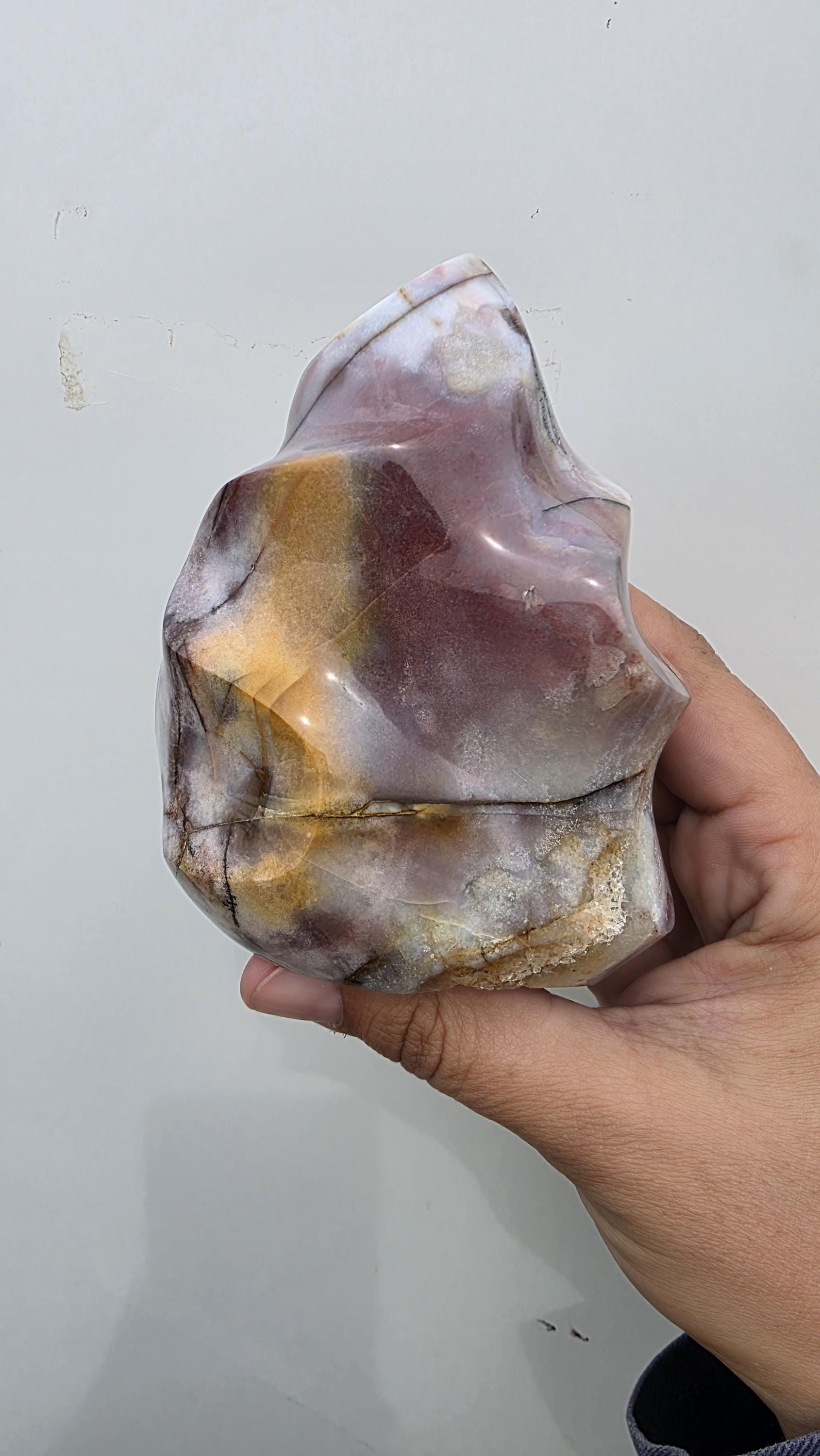 Large Polished Ocean Jasper flame carving