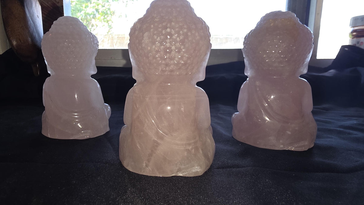 Rose Quartz Carved Baby Buddas