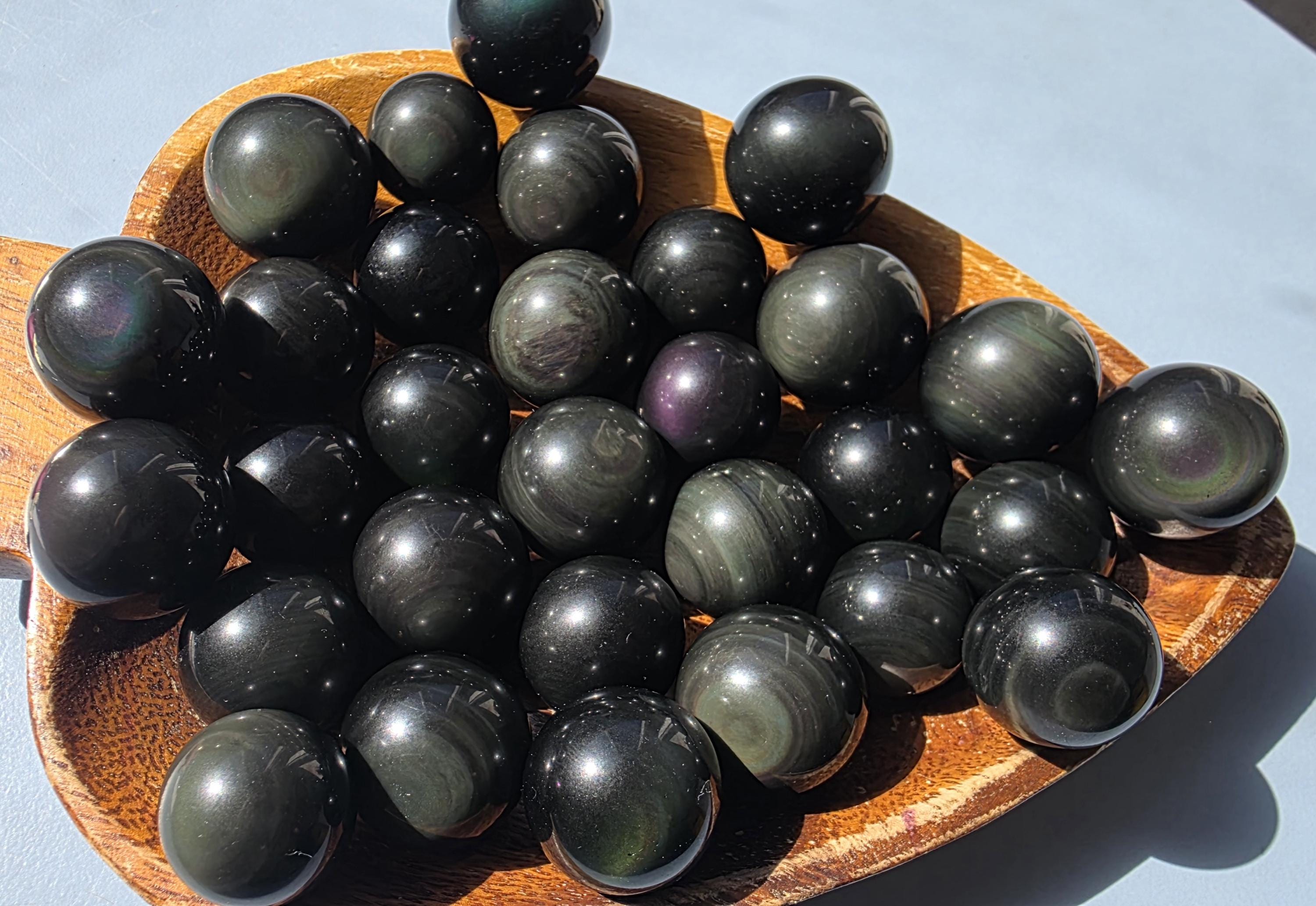 Mini Rainbow Obsidian Spheres Intuitively Chosen