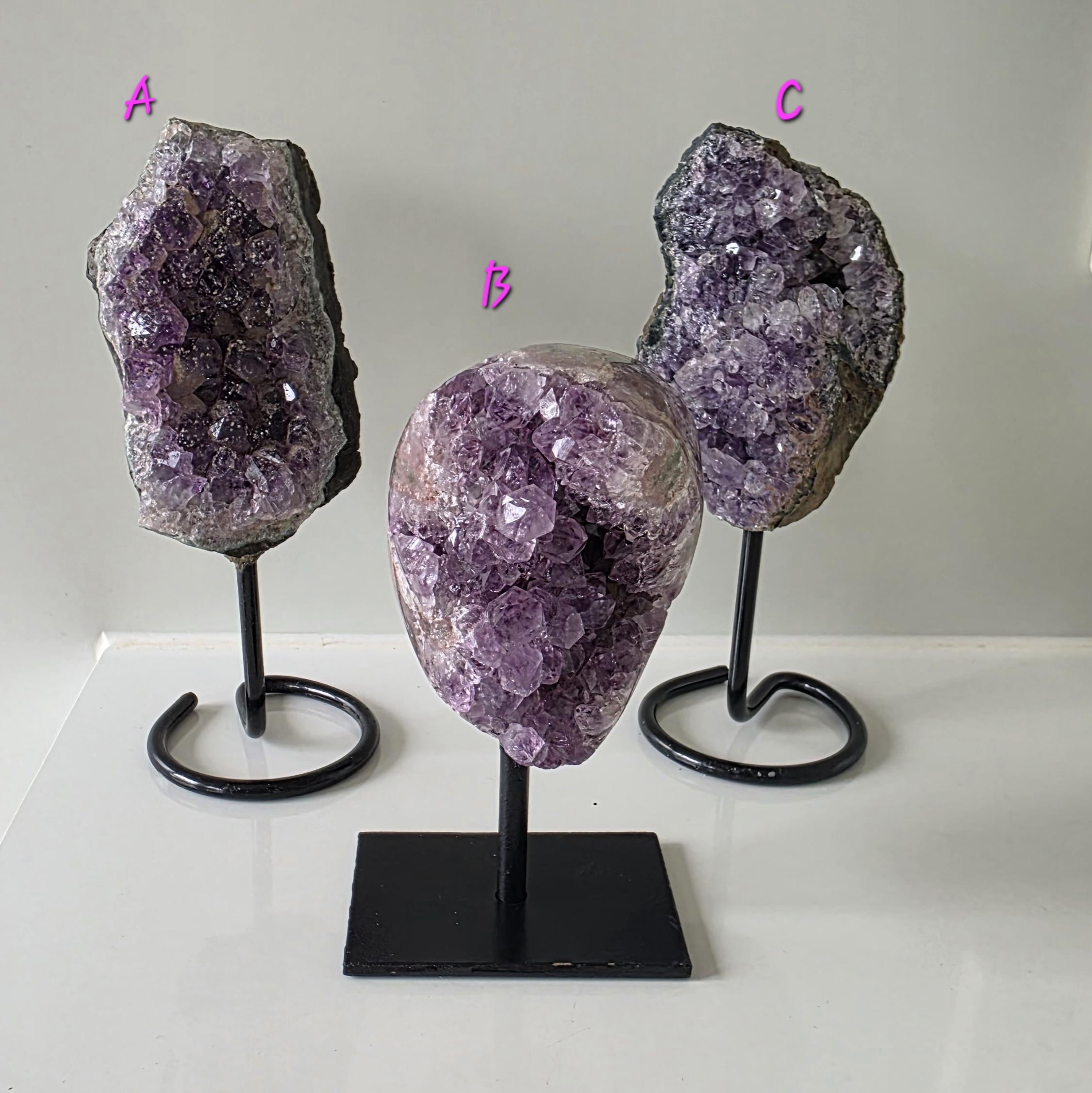 Natural Brazilian Amethyst on permanent stand