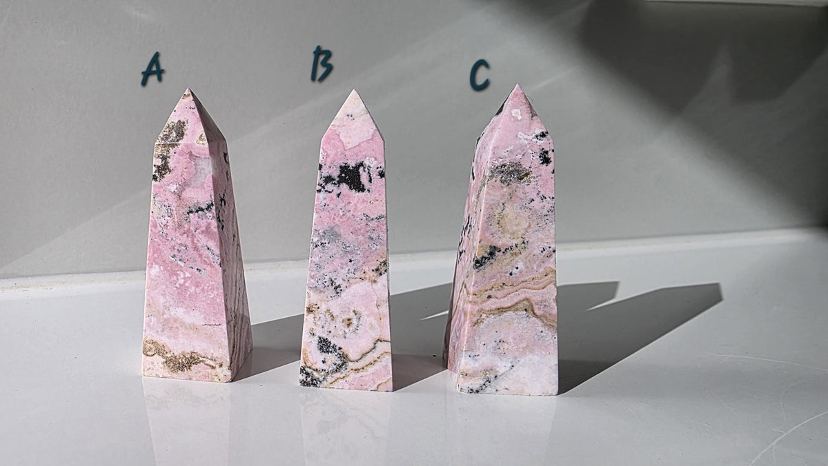Puruvian Rhodonite Points - Bubblegum Rhodonite - Hand Carved in Peru