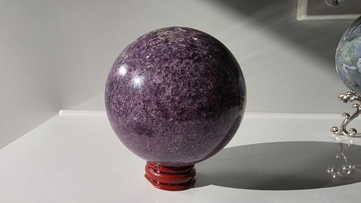 Lepidolite Sphere with Smoky Quartz Inclusions