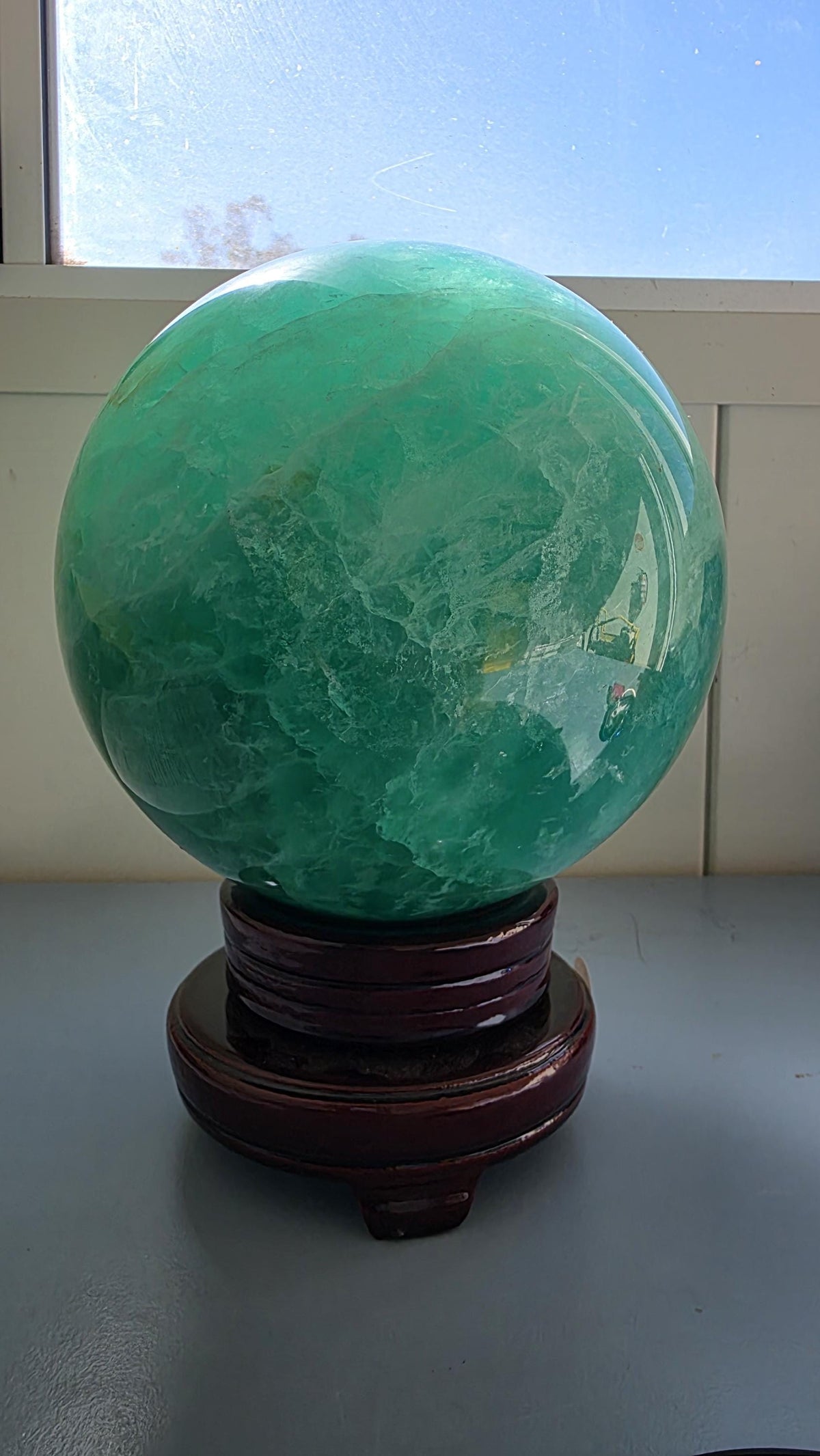 XXXL Green Fluorite Statement Sphere 7.6KGS!