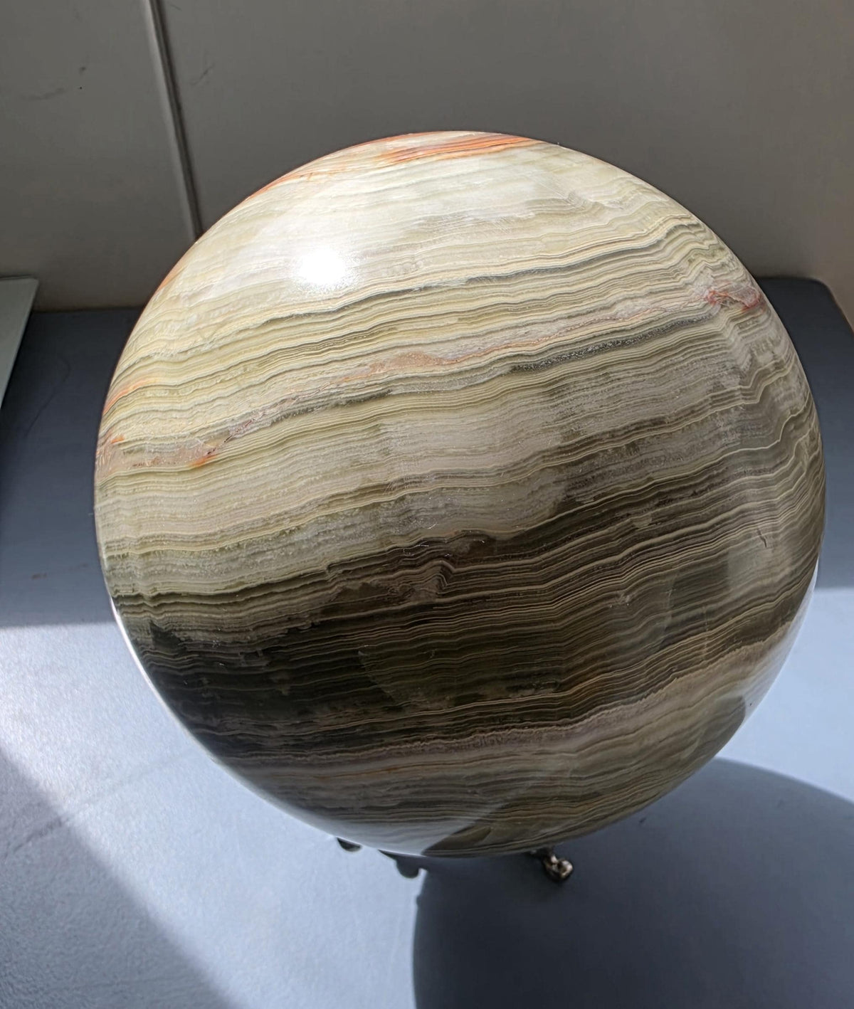Extra large Banded calcite sphere ~ 5.08kgs
