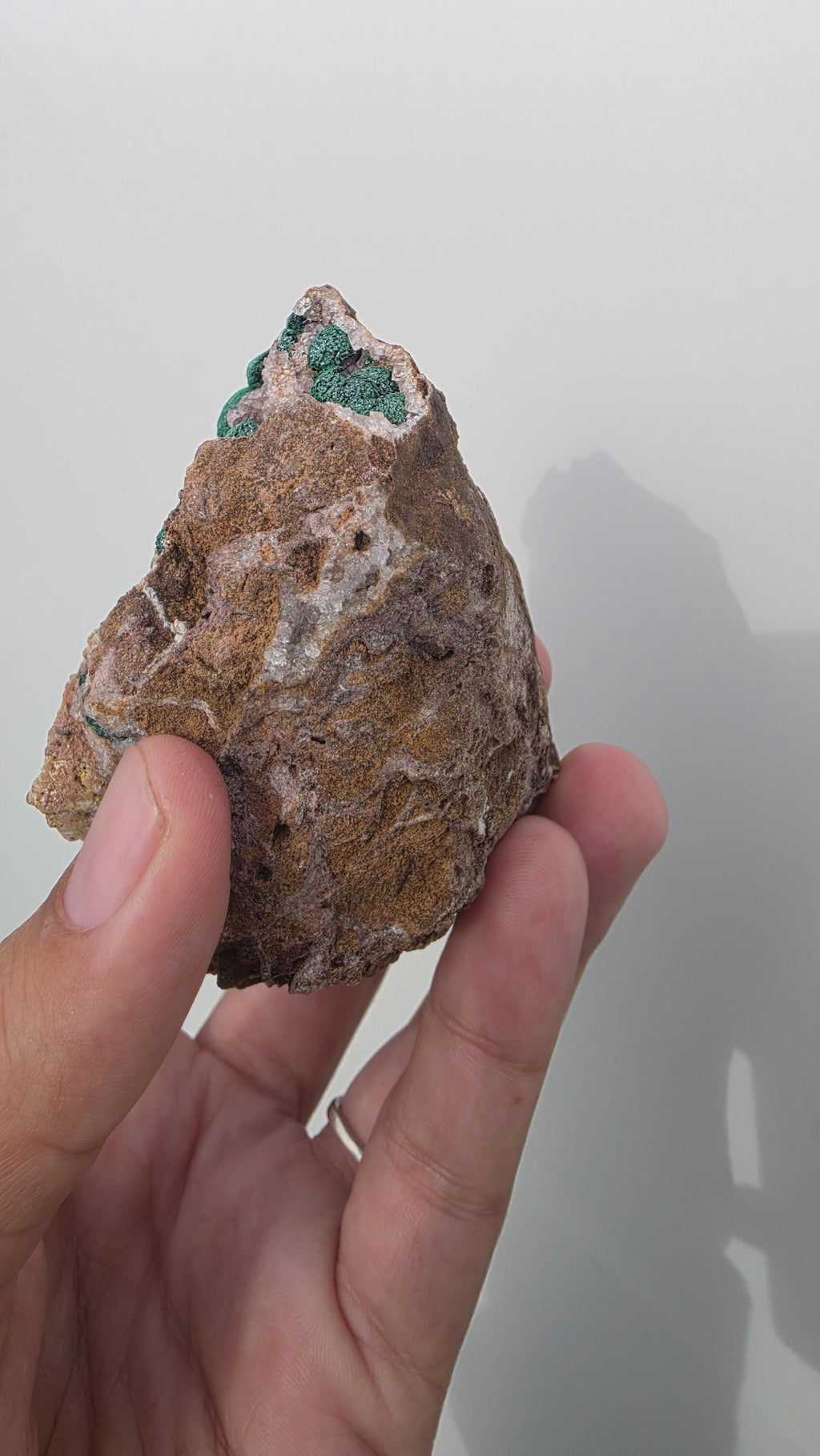 Sparkling Botryoidal Malachite on Druzy Quartz Matrix - Kambove, DR Congo (272g) - collectors piece
