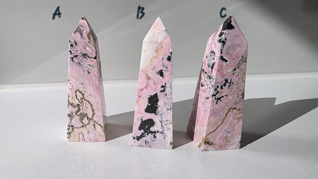 Puruvian Rhodonite Points - Bubblegum Rhodonite - Hand Carved in Peru