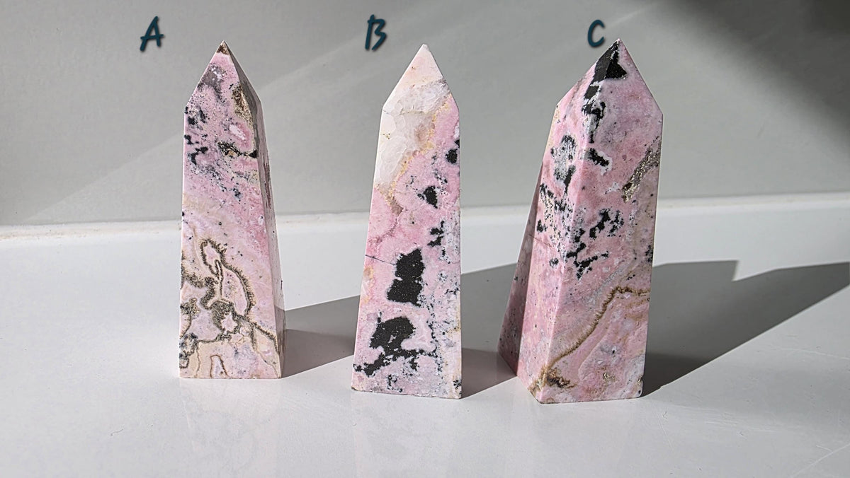 Puruvian Rhodonite Points - Bubblegum Rhodonite - Hand Carved in Peru