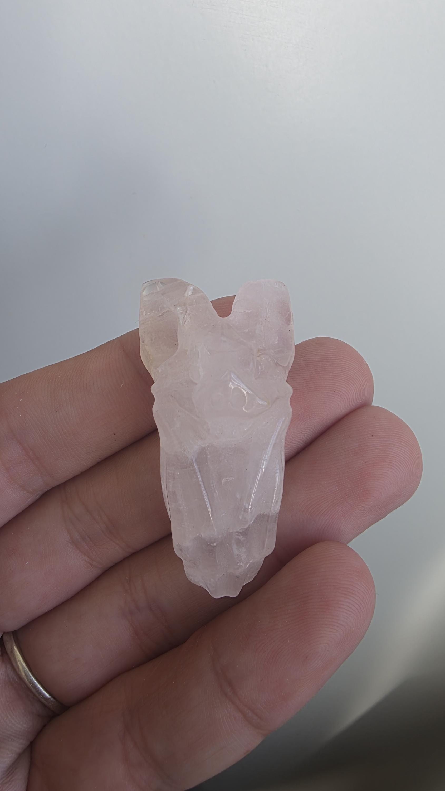 Small Crystal Bat Carvings ~ Rose Quartz ~ Green Aventurine ~ Tree Agate