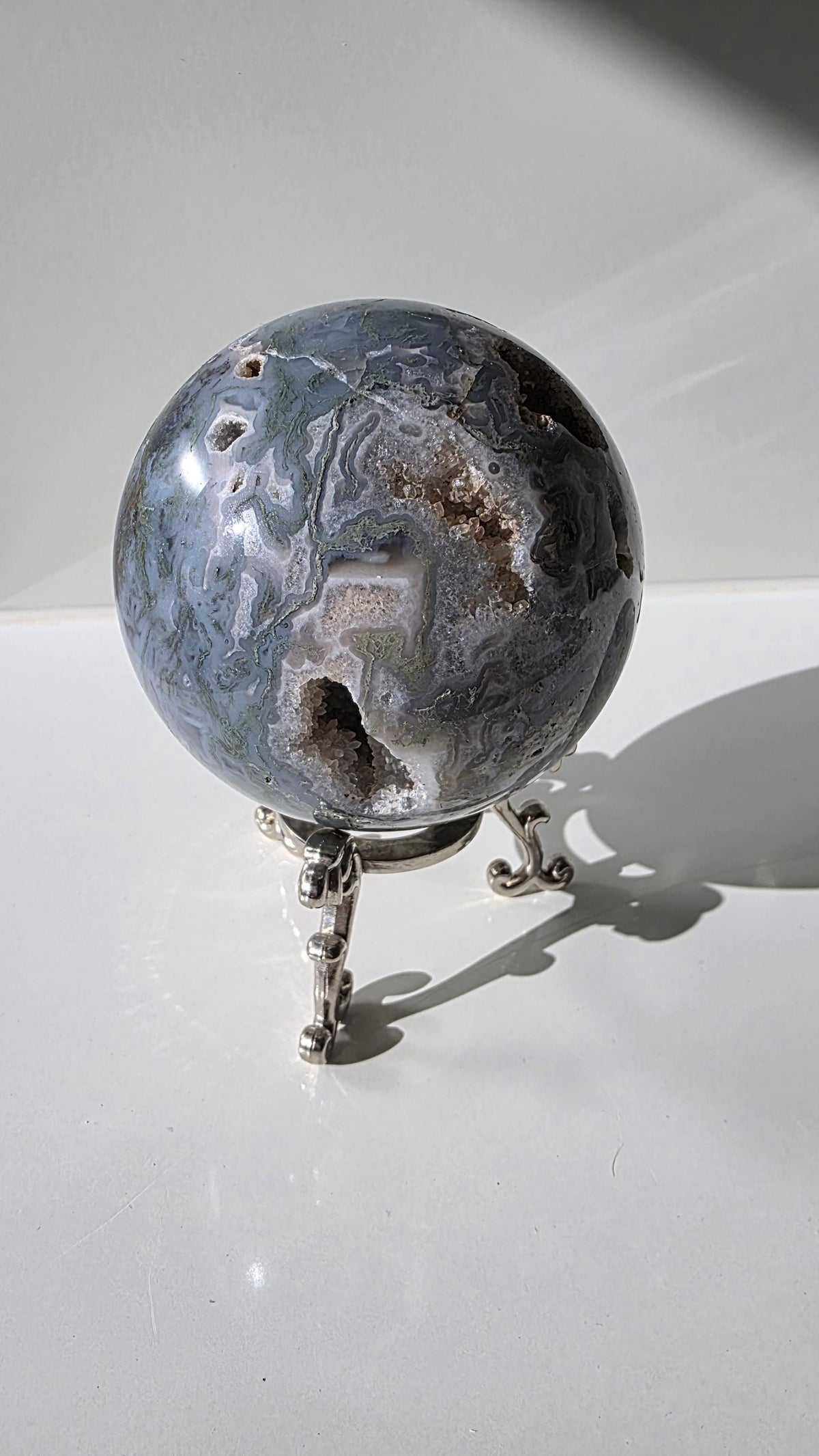 Large Moss Agate Druzy Sphere