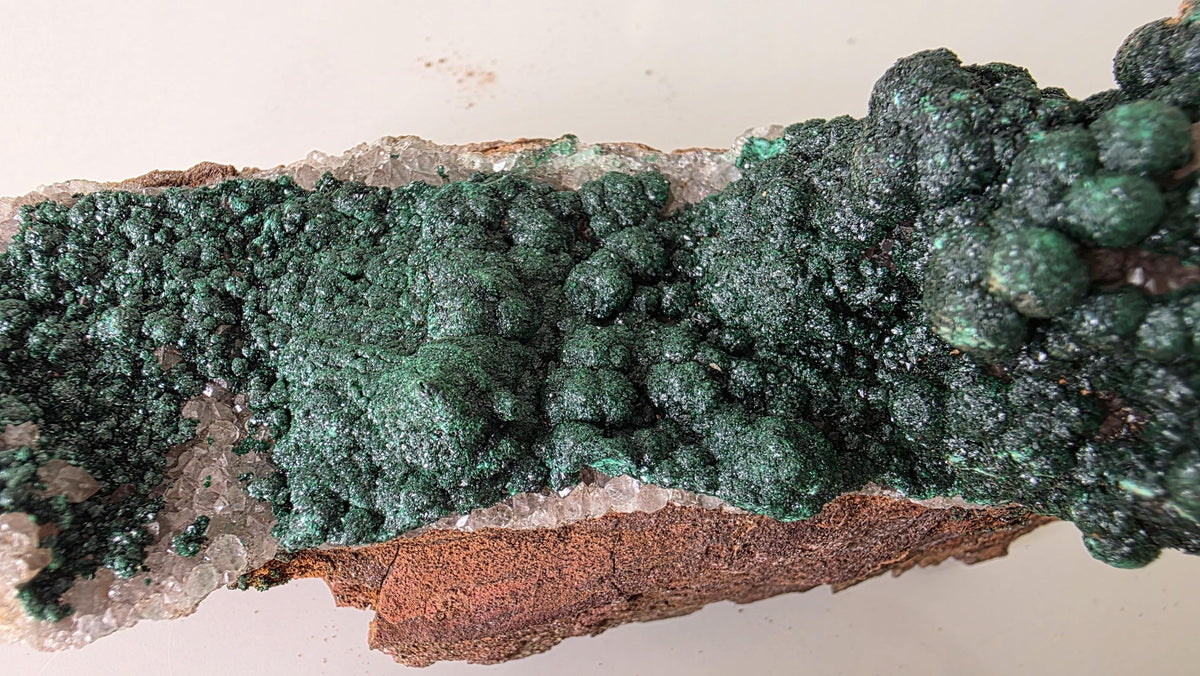 Velvet Botryoidal Malachite on Druzy Quartz Matrix - Kambove, DR Congo (392 grams) - collectors piece
