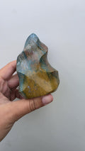 Polished Ocean Jasper Flame Crystal Carving – 428g (10cm)