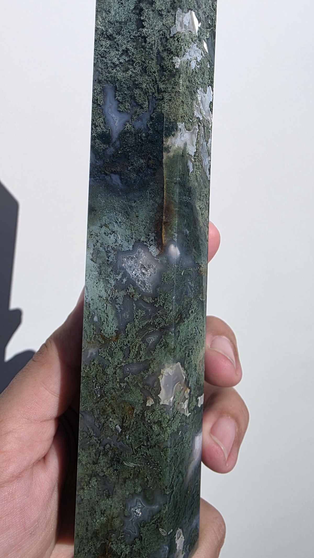Large Moss Agate Tower