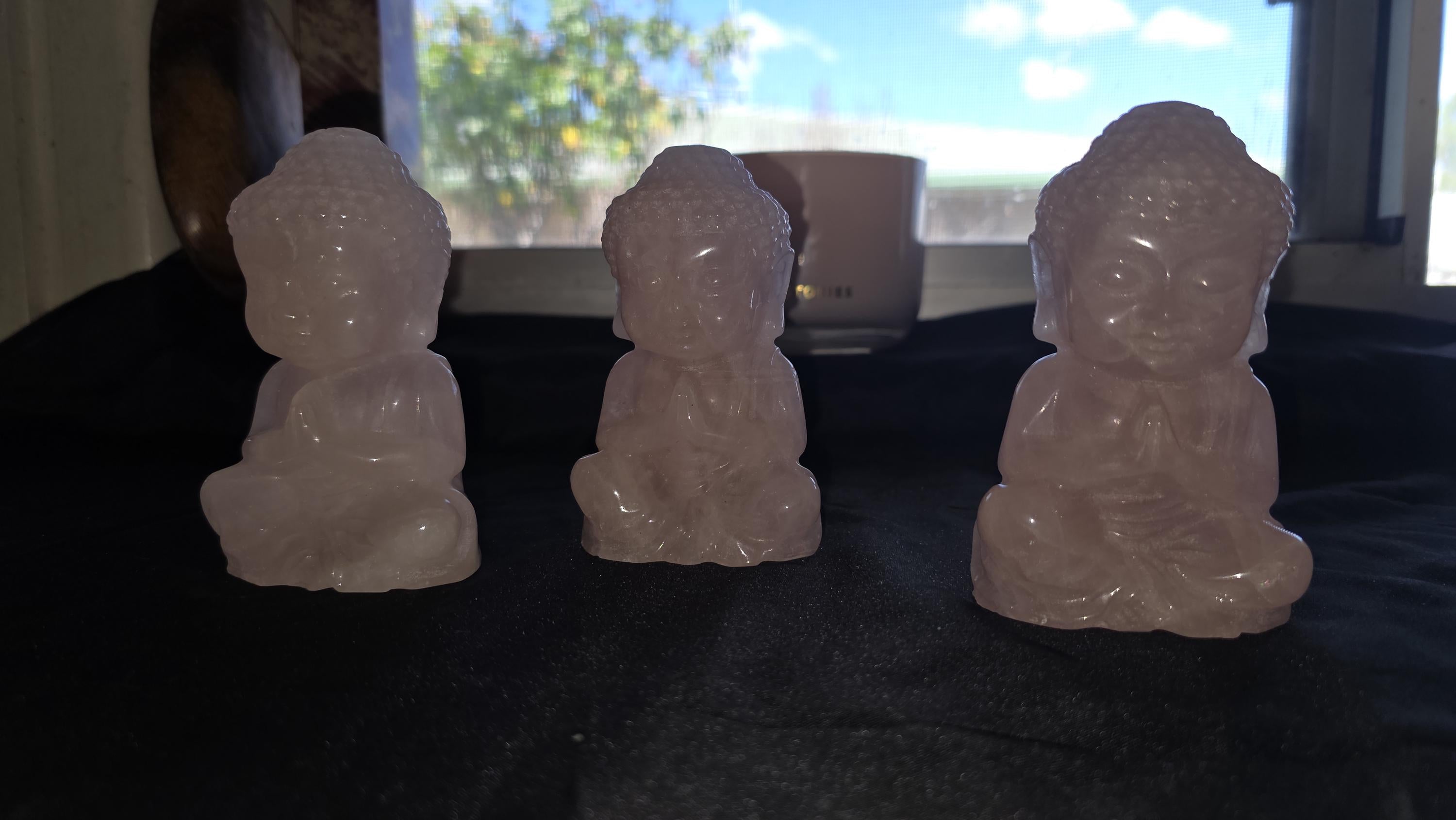 Rose Quartz Carved Baby Buddas