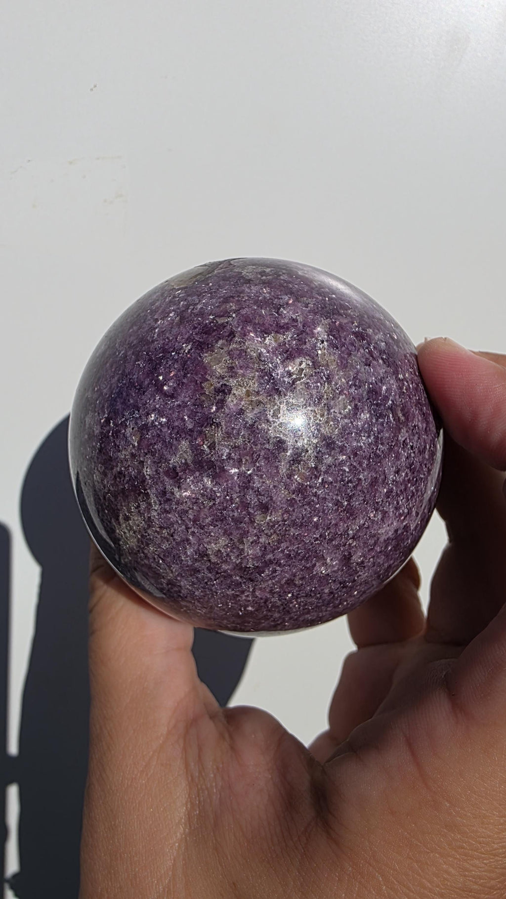 Lepidolite Sphere with Smoky Quartz Inclusions