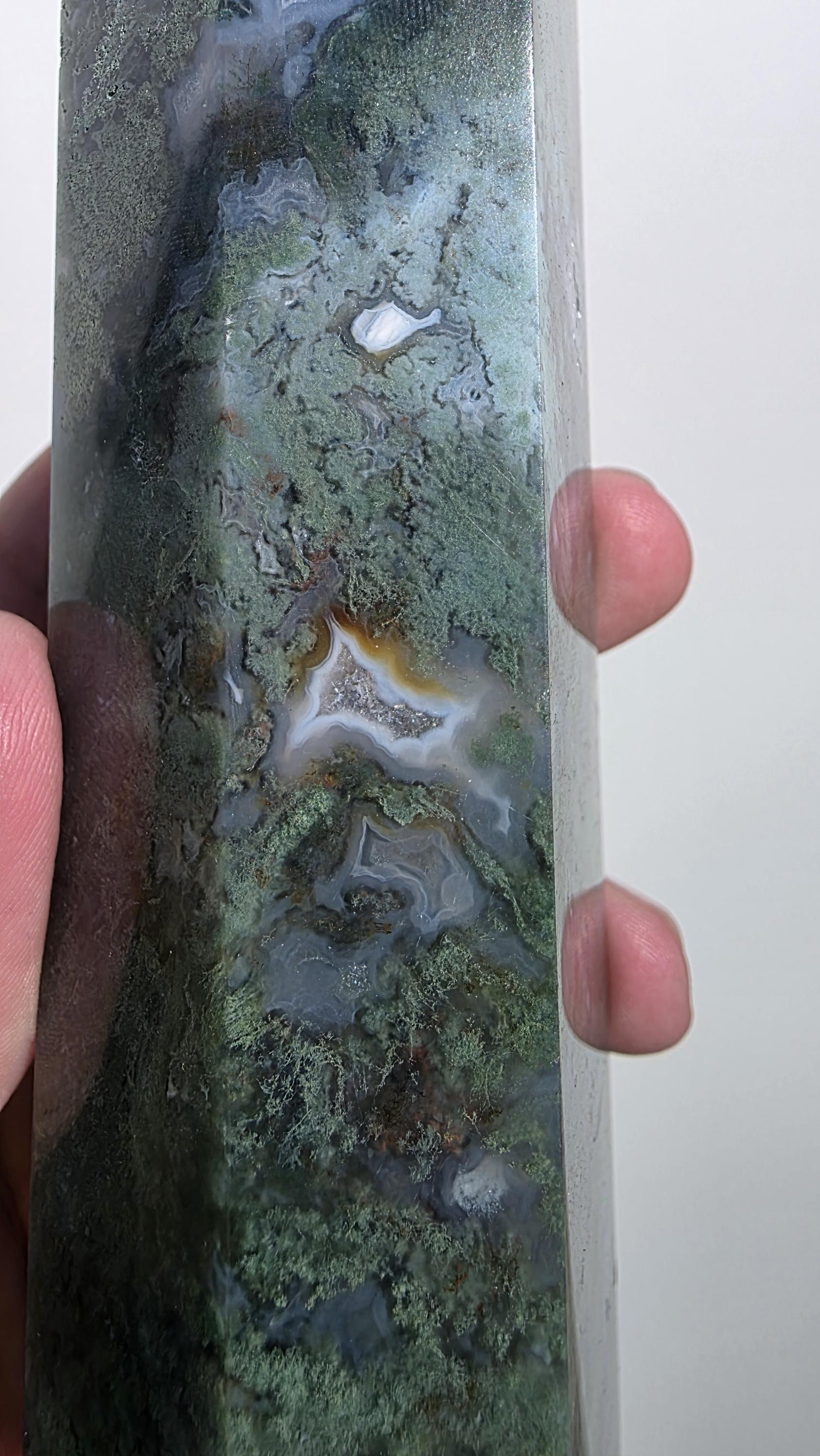 Large Moss Agate Tower