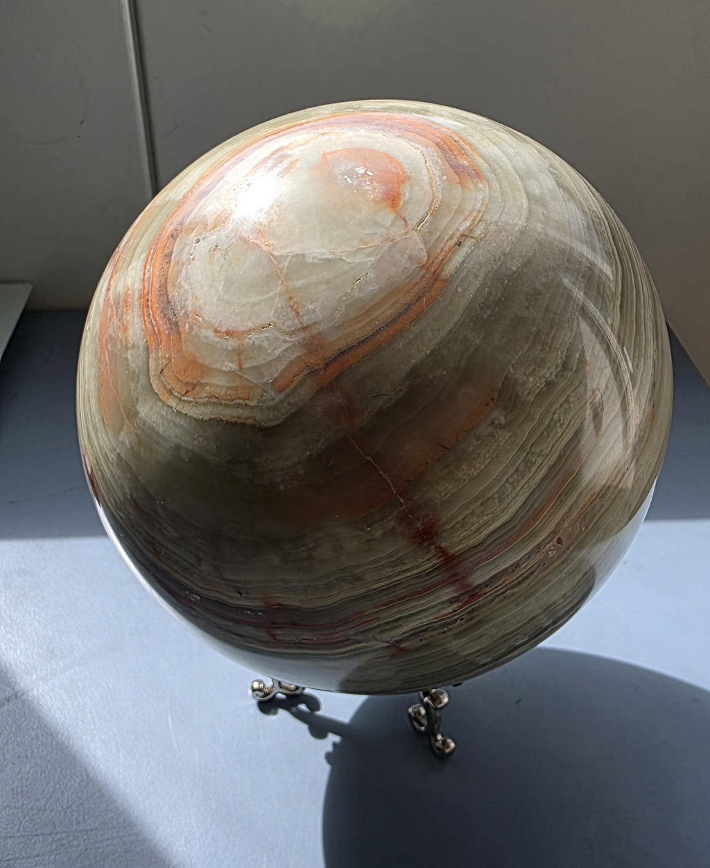 Extra large Banded calcite sphere ~ 5.08kgs