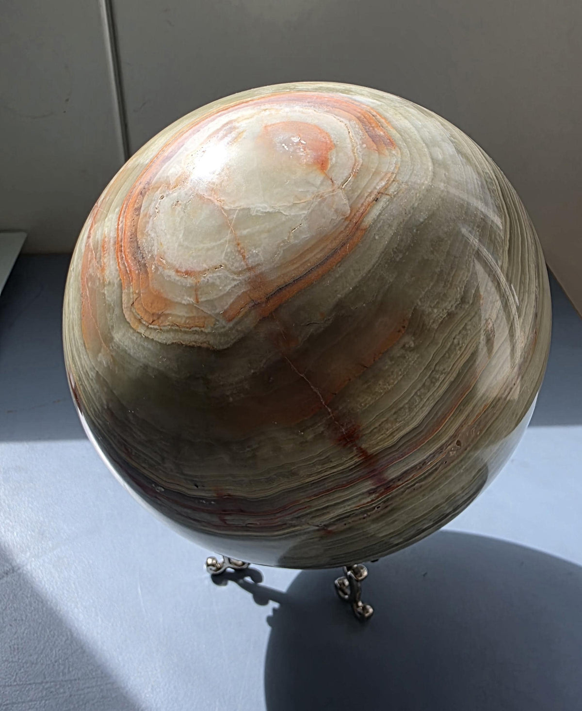 Extra large Banded calcite sphere ~ 5.08kgs