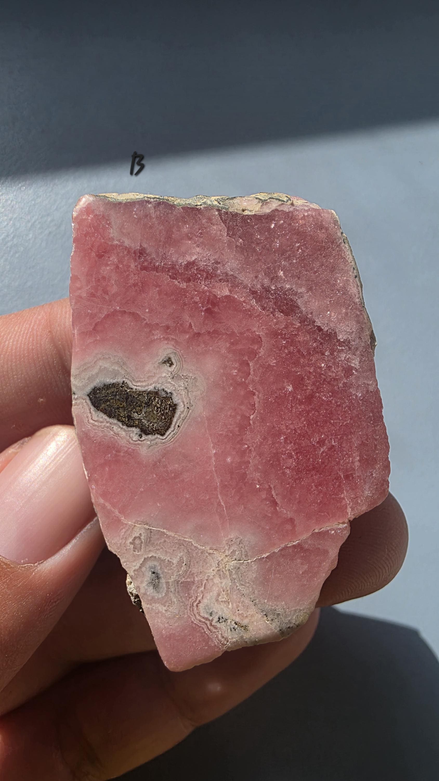 Rhodochrosite Slab from Capillitas Mine, Argentina – Half Polished Crystal Slice