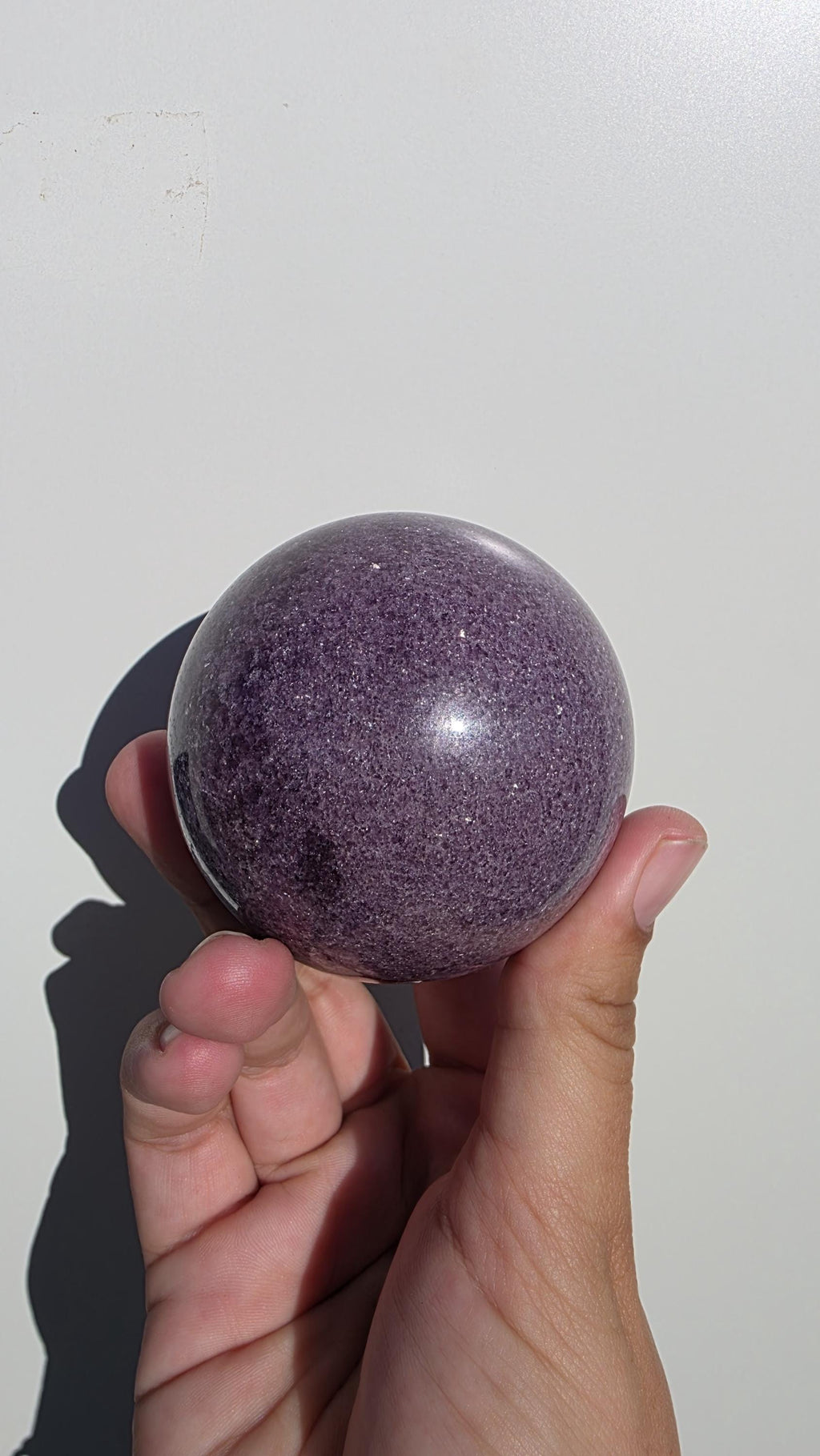 Lepidolite Sphere with Smoky Quartz Inclusions