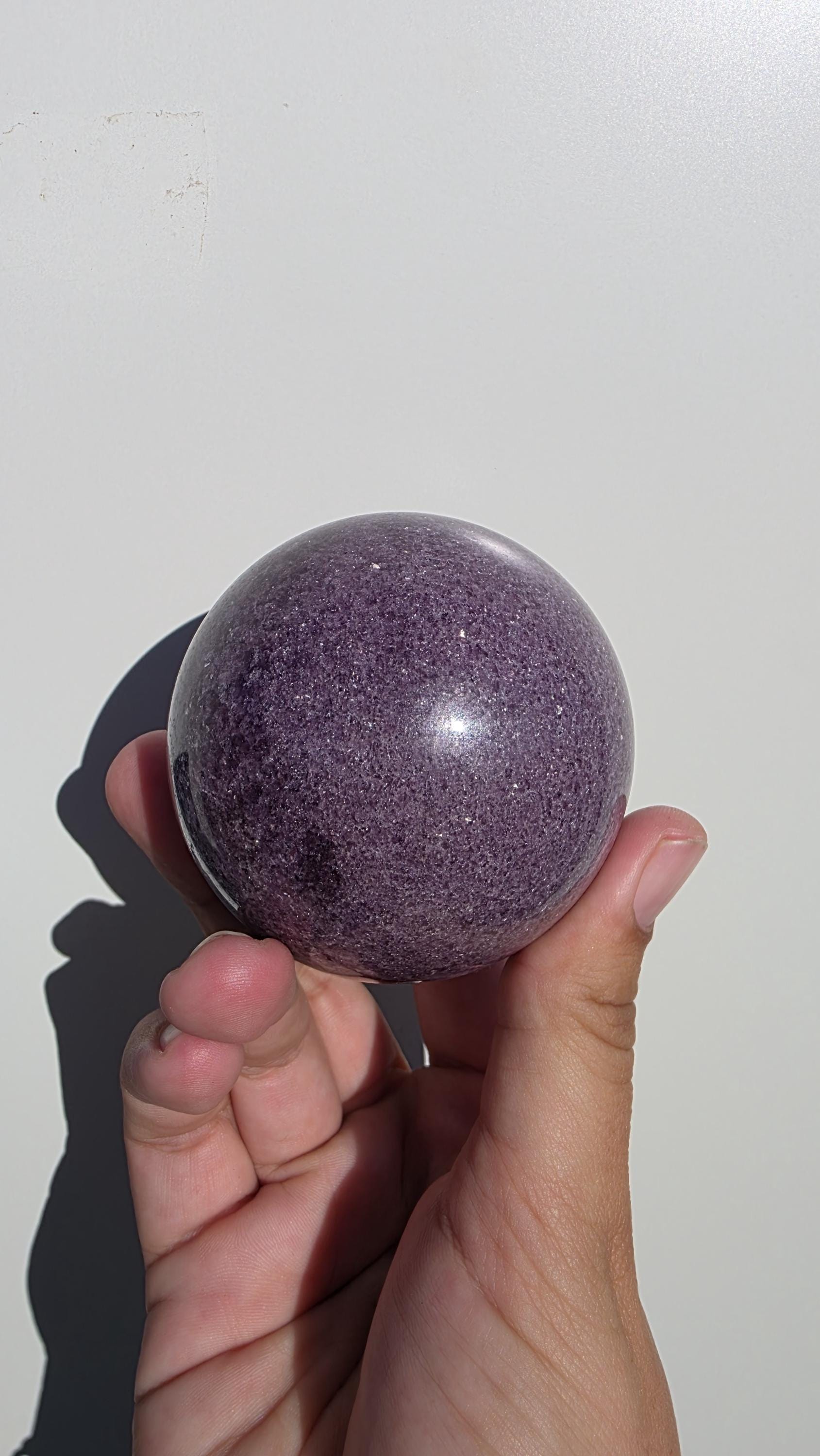 Lepidolite Sphere with Smoky Quartz Inclusions