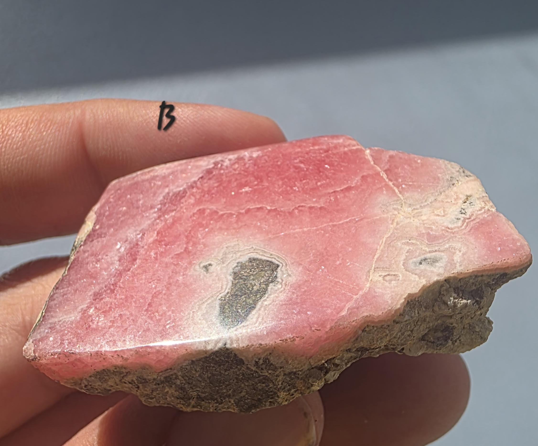 Rhodochrosite Slab from Capillitas Mine, Argentina – Half Polished Crystal Slice