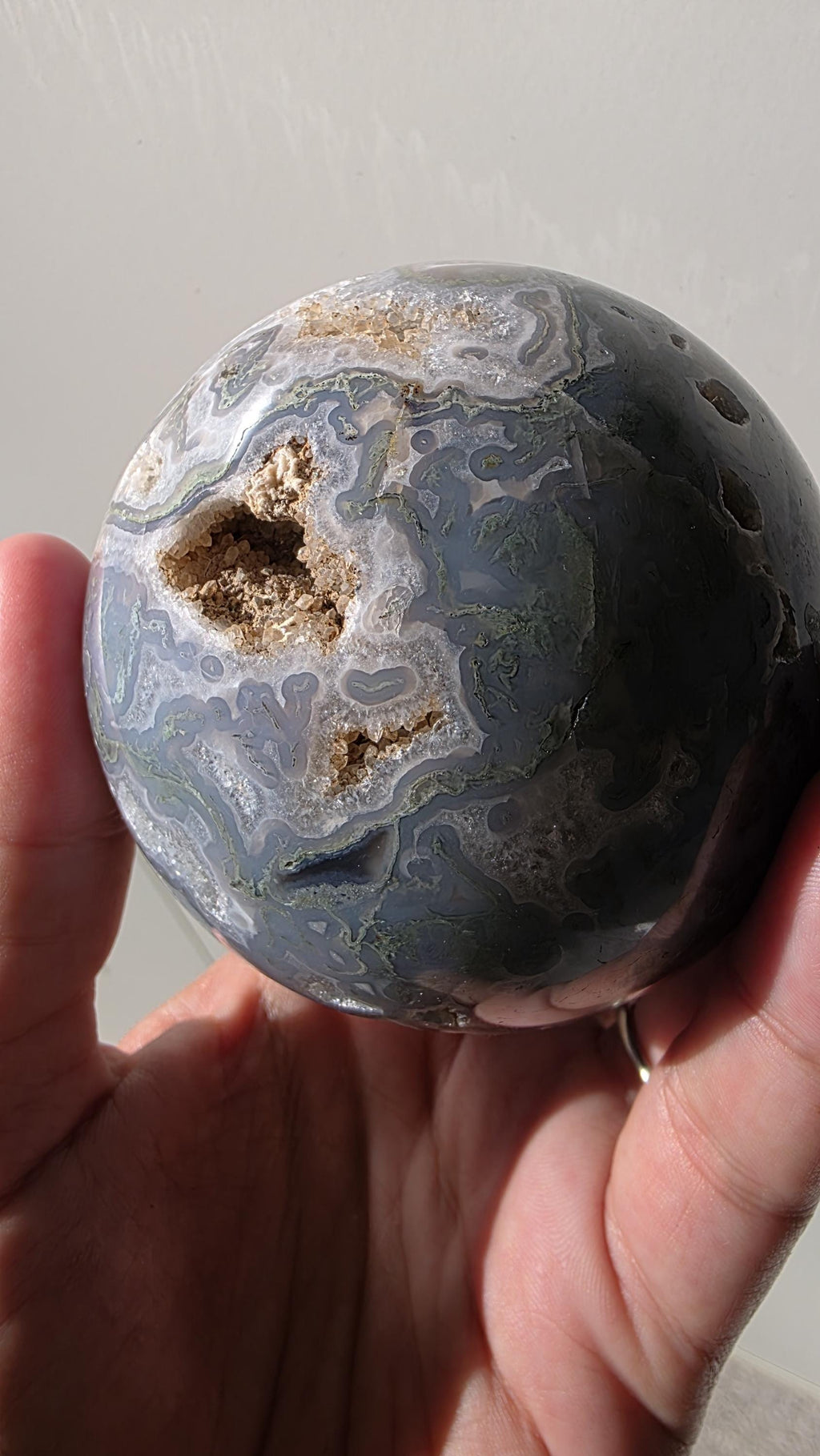 Large Moss Agate Druzy Sphere