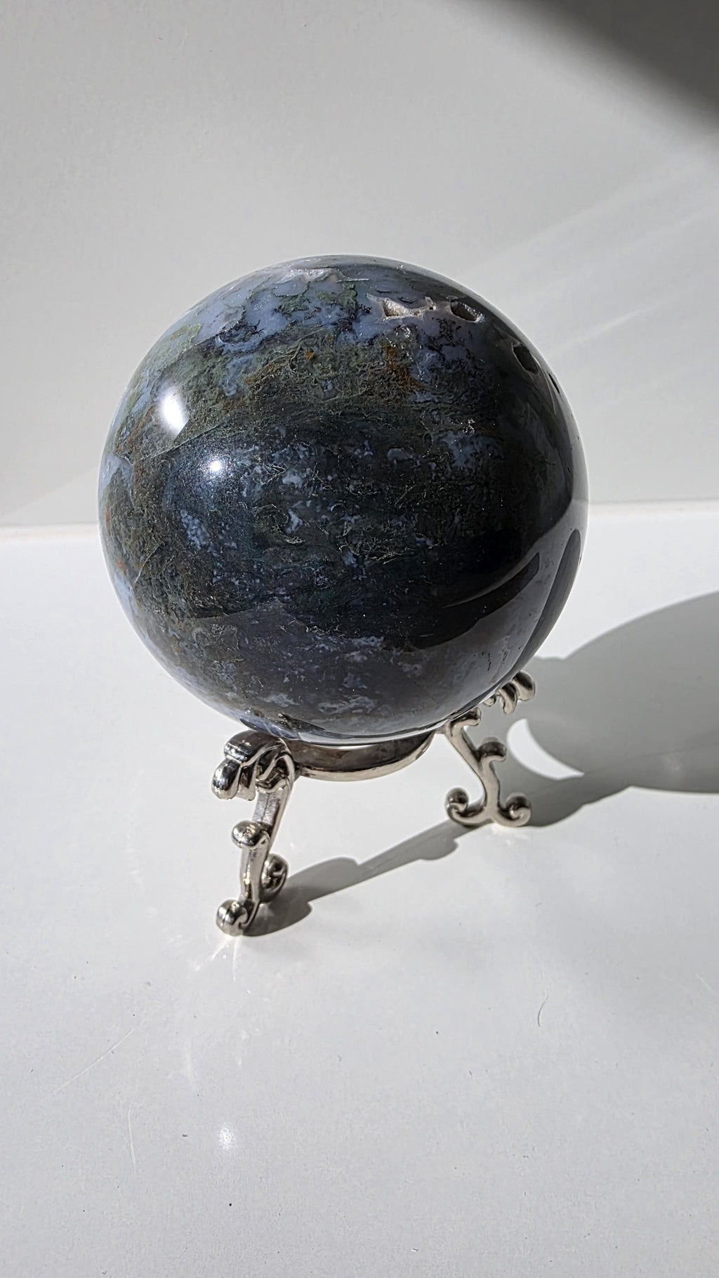 Large Moss Agate Druzy Sphere