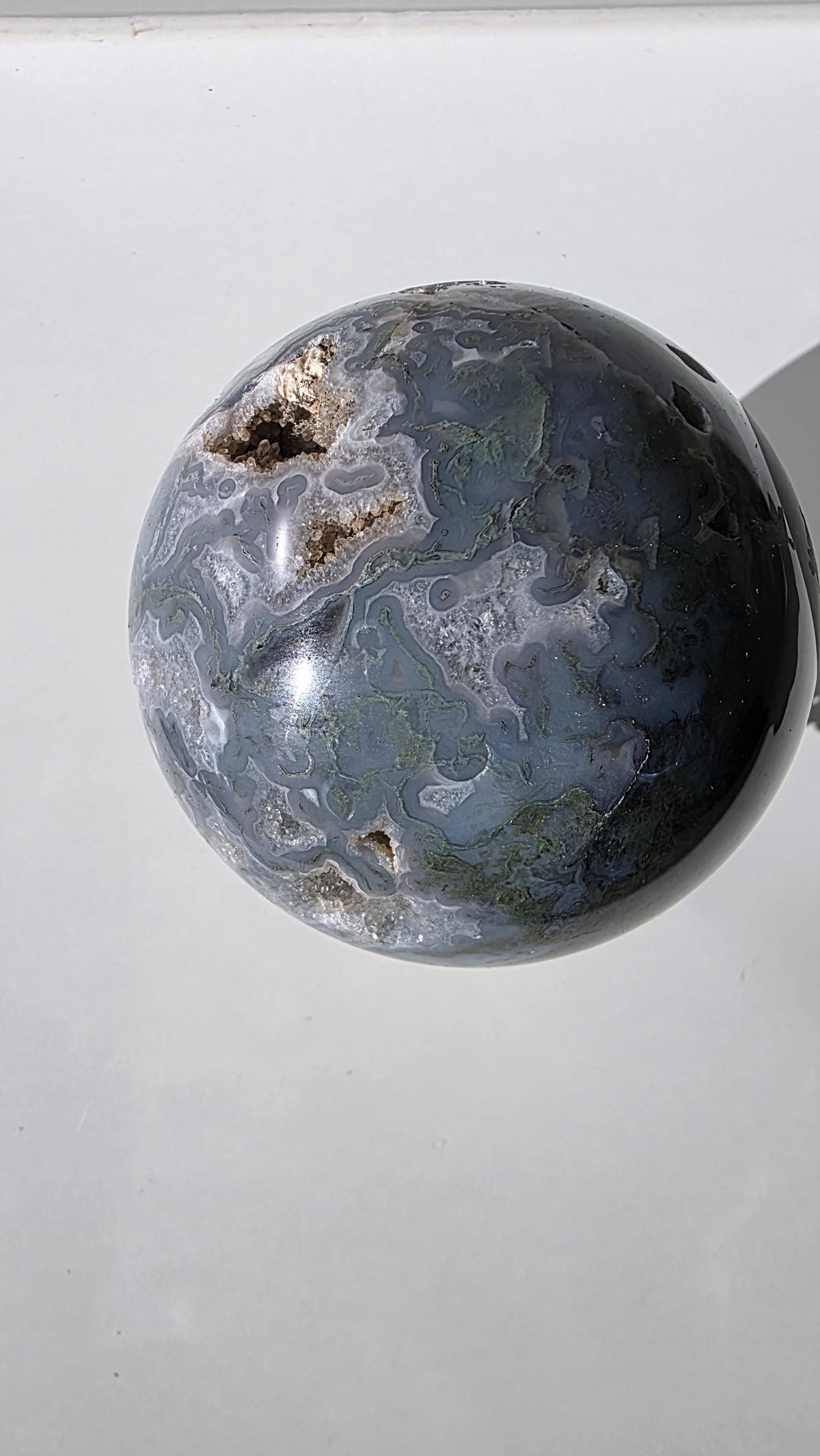 Large Moss Agate Druzy Sphere