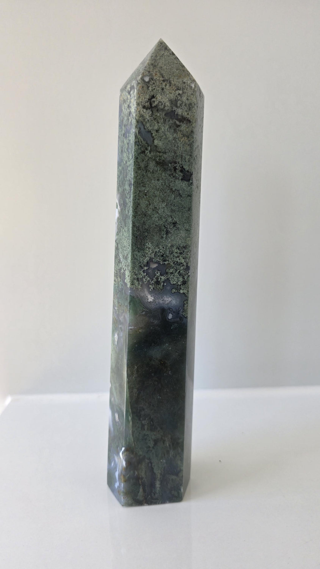 Large Moss Agate Tower