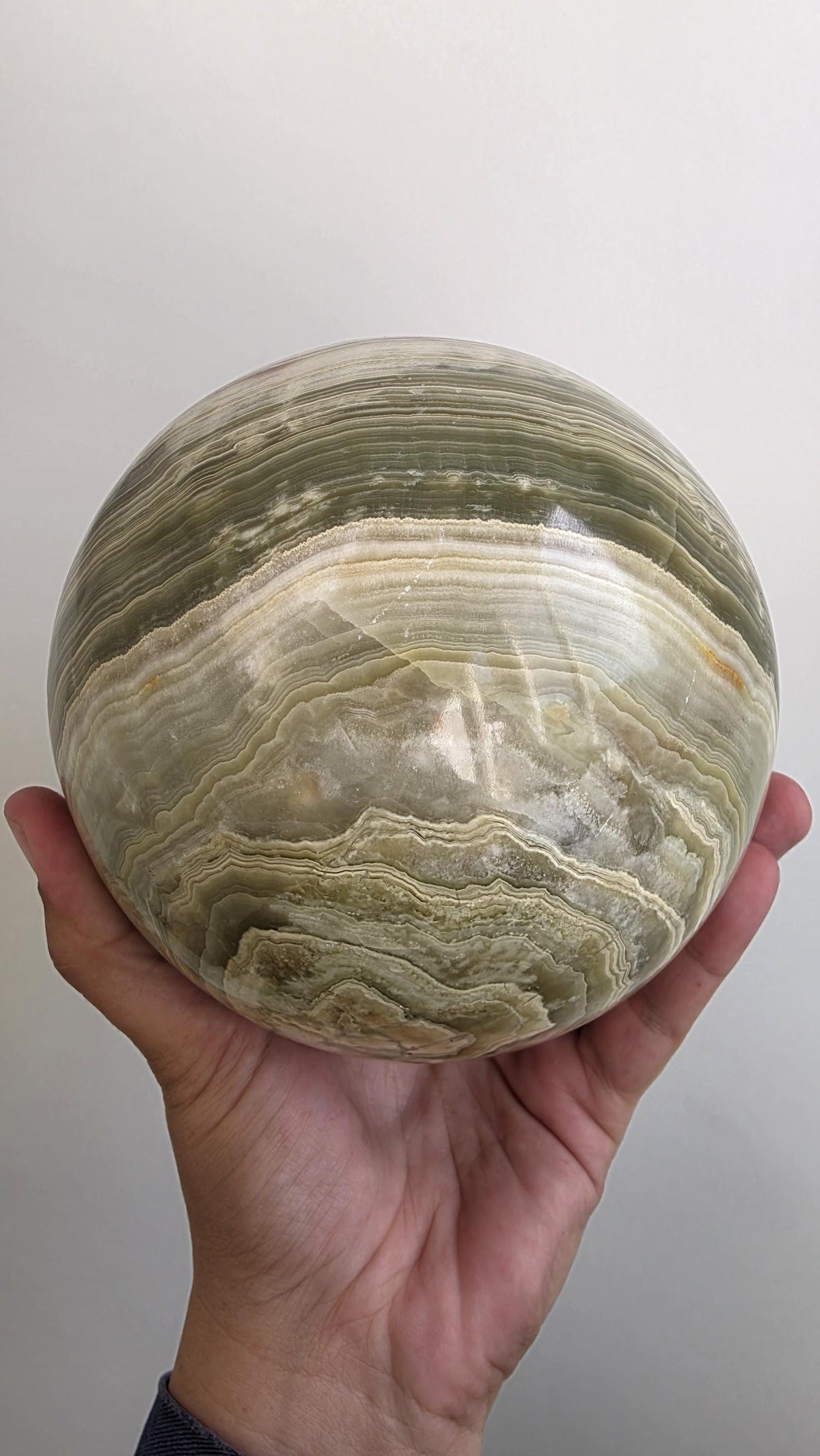 Extra large Banded calcite sphere ~ 5.08kgs