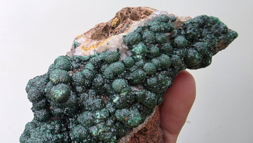 Velvet Botryoidal Malachite on Druzy Quartz Matrix - Kambove, DR Congo (392 grams) - collectors piece