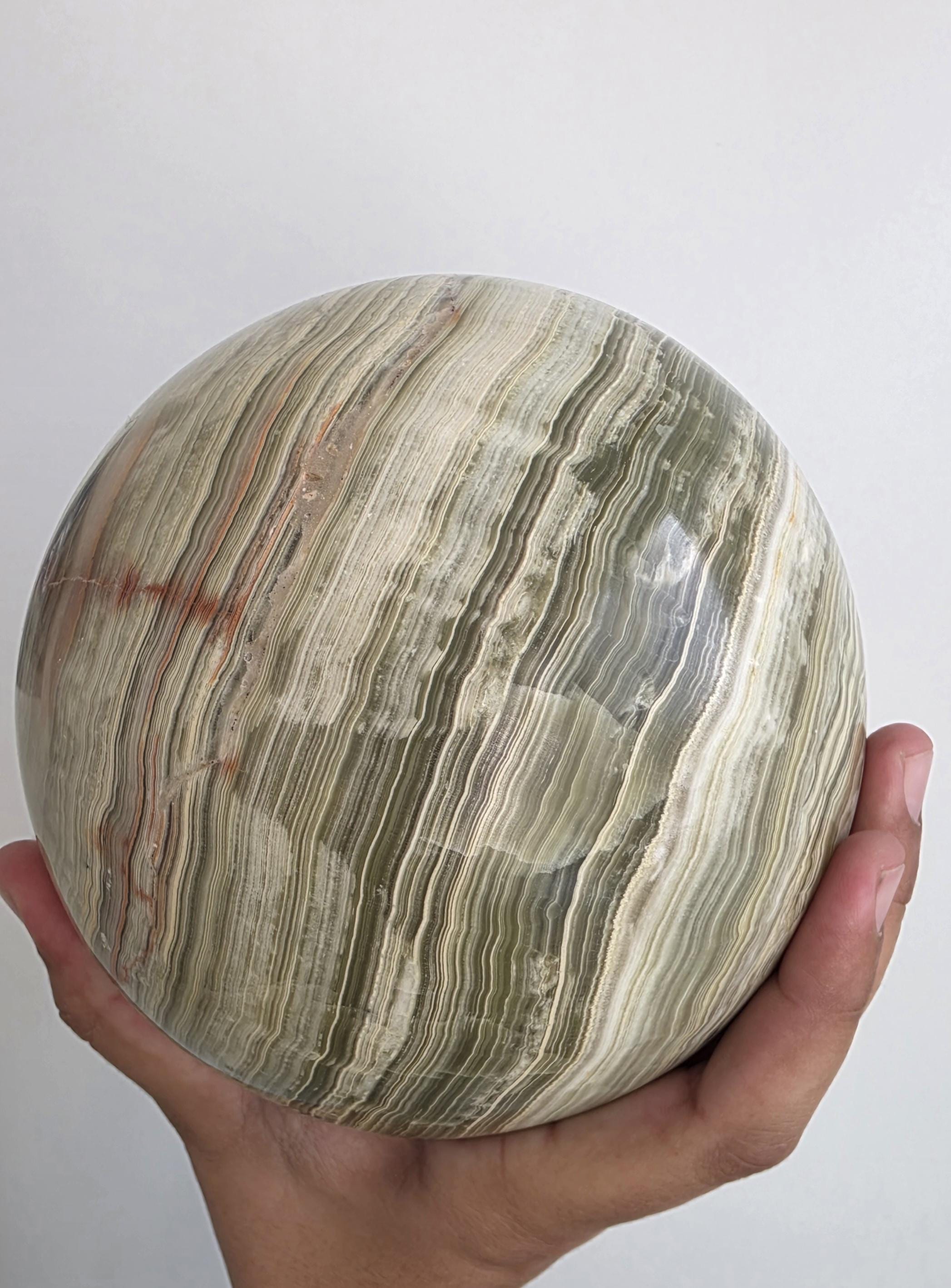 Extra large Banded calcite sphere ~ 5.08kgs