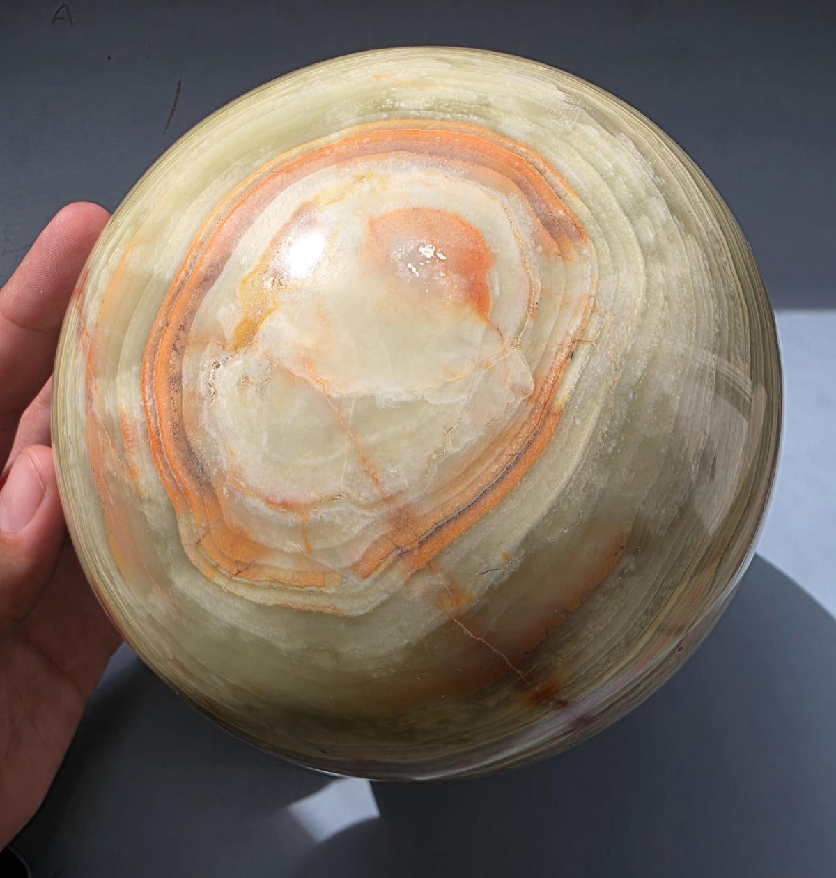 Extra large Banded calcite sphere ~ 5.08kgs