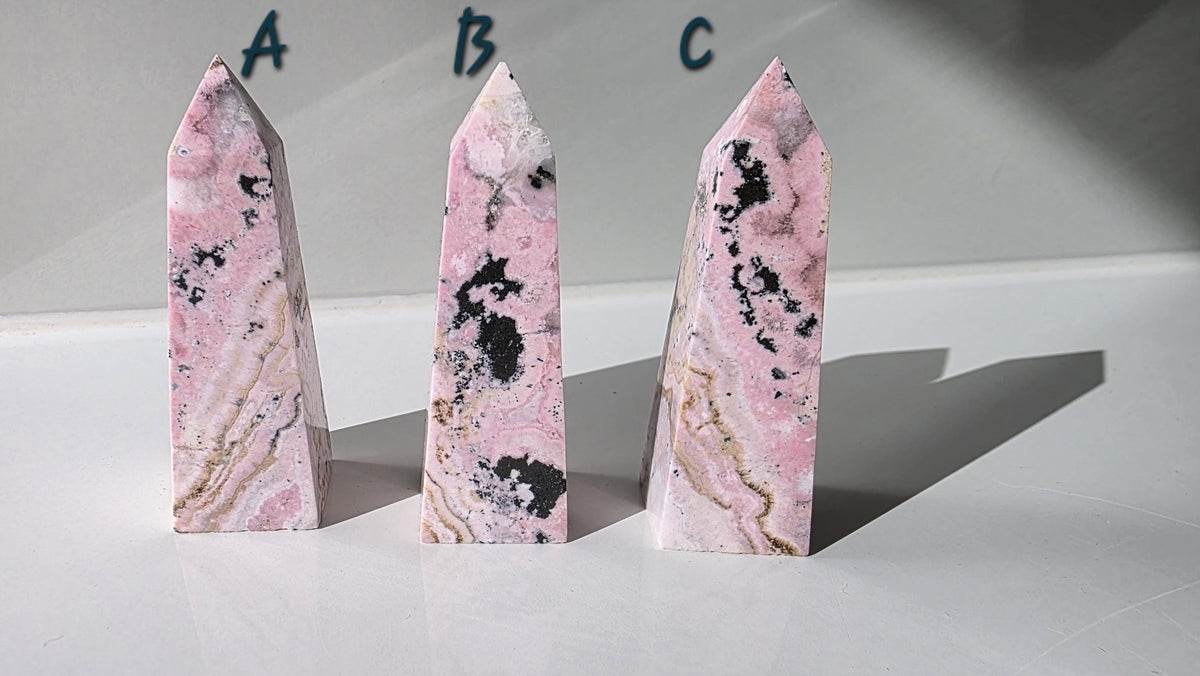 Puruvian Rhodonite Points - Bubblegum Rhodonite - Hand Carved in Peru