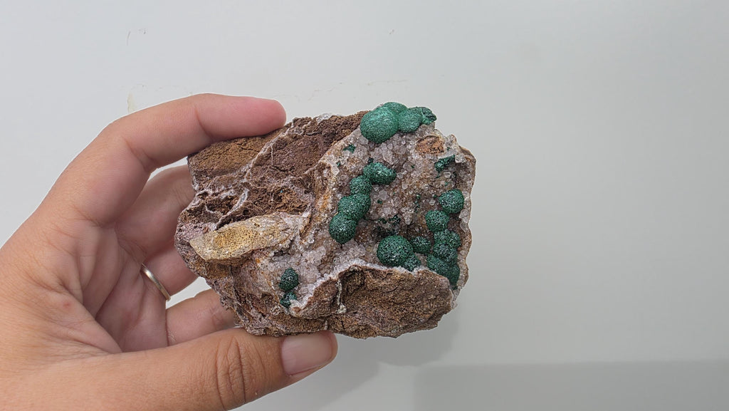 Sparkling Botryoidal Malachite on Druzy Quartz Matrix - Kambove, DR Congo (272g) - collectors piece