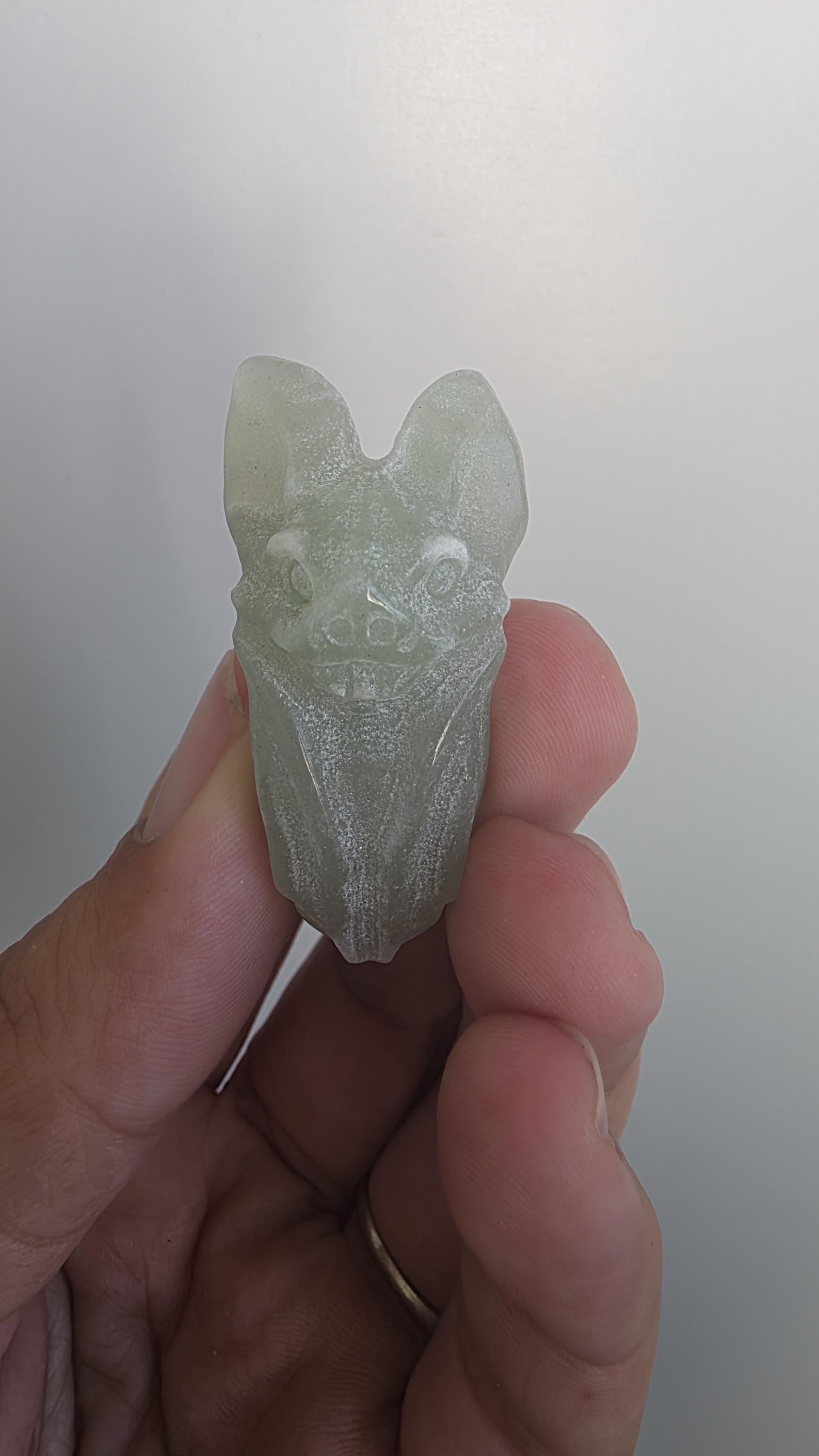 Small Crystal Bat Carvings ~ Rose Quartz ~ Green Aventurine ~ Tree Agate