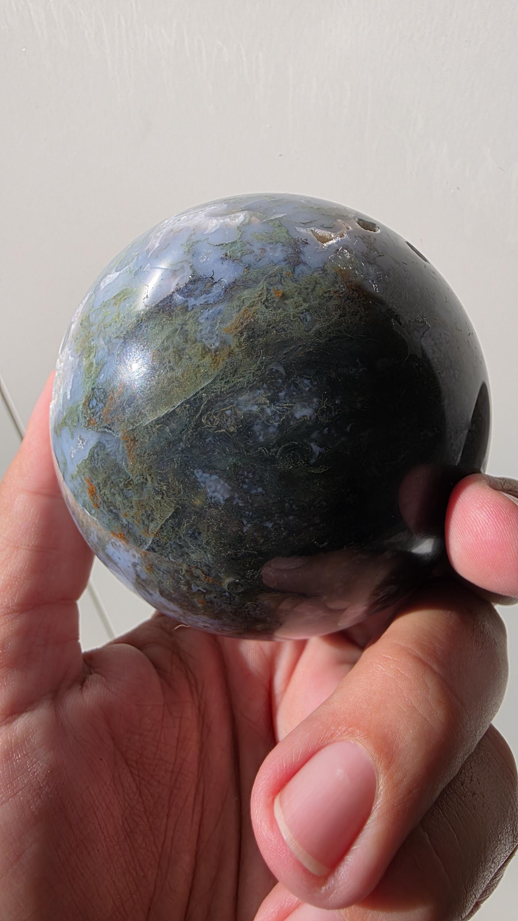 Large Moss Agate Druzy Sphere