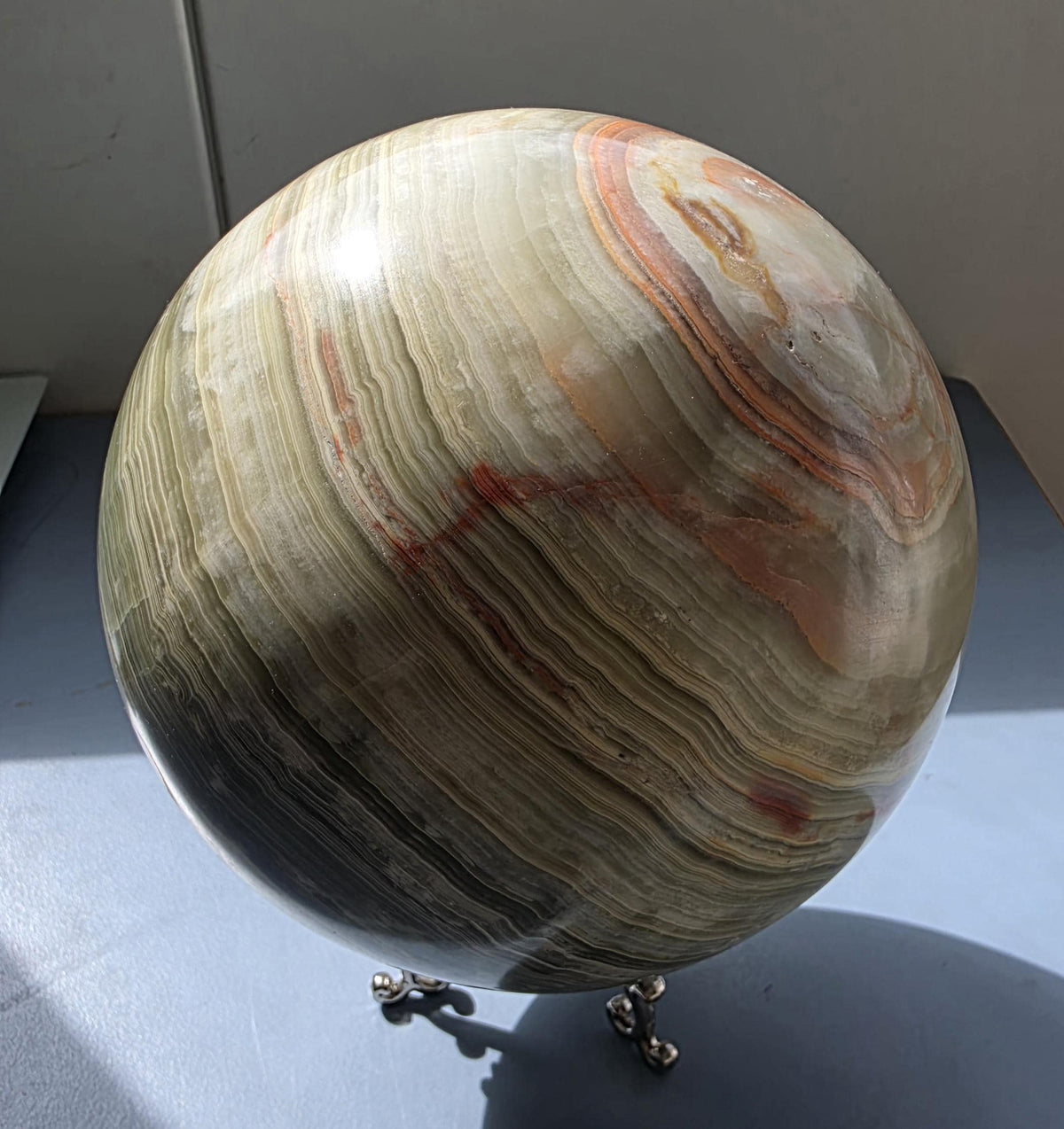 Extra large Banded calcite sphere ~ 5.08kgs